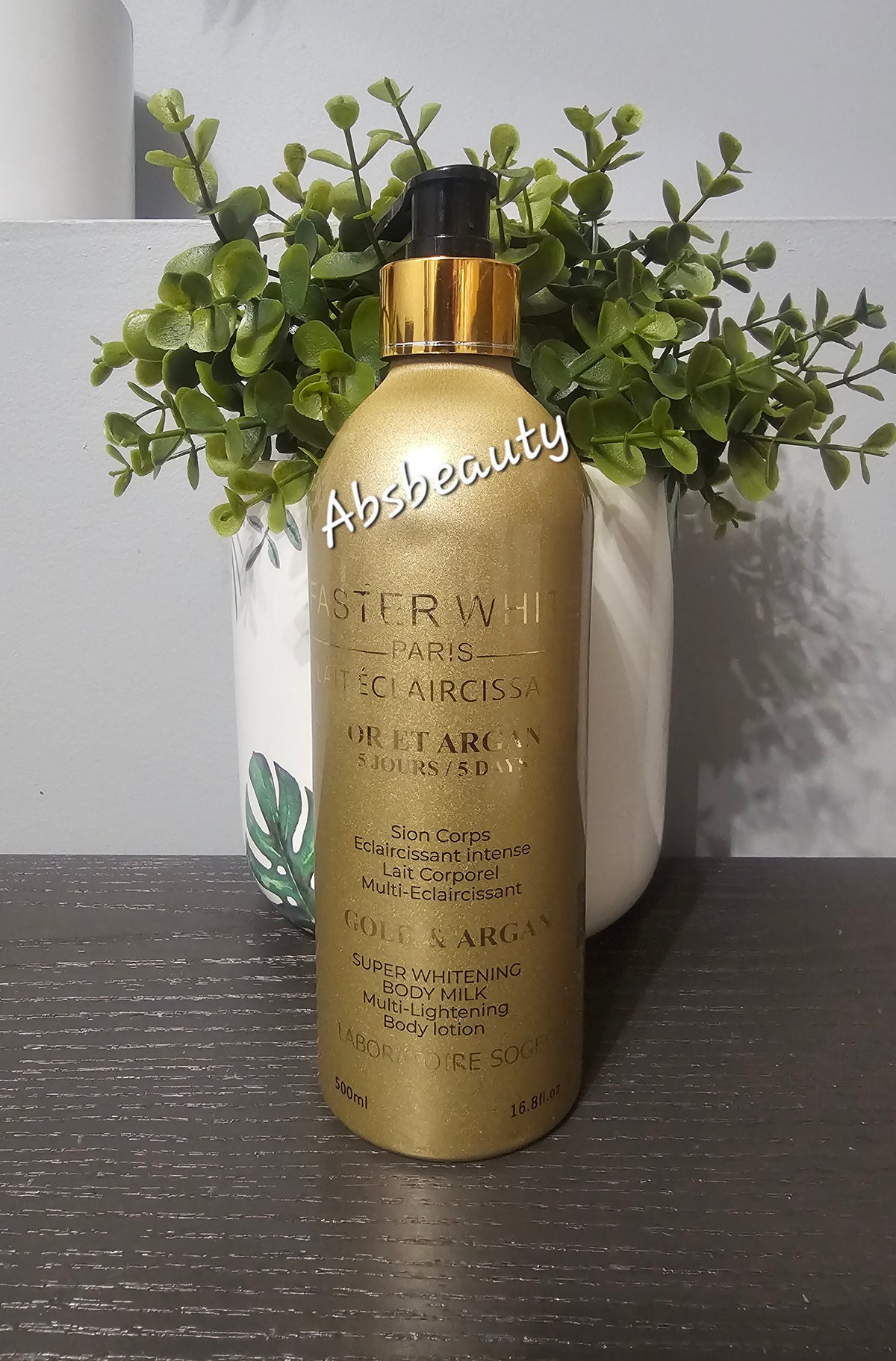 FASTER WHITE PARIS Gold & Argan Super Lightening Body Lotion,Anti Stretch Marks 500ml 💯Original&Authentic✅️, 1bottle