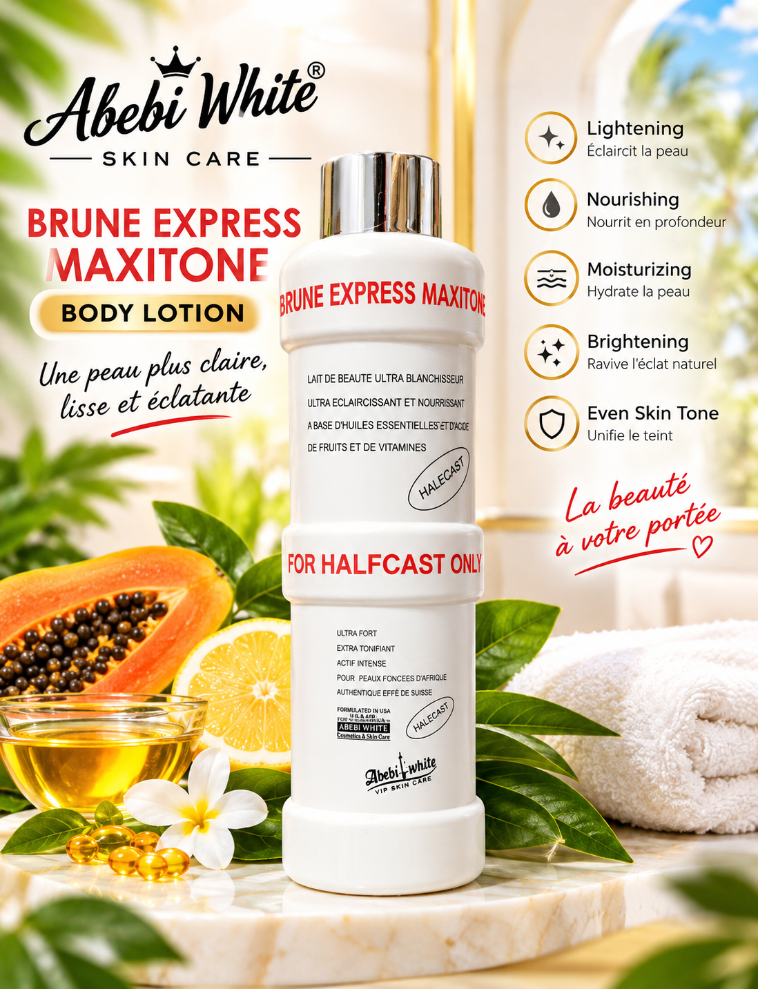 Abebi White Vip Skin Care Brune Express Maxitone Half-C Body Lotion