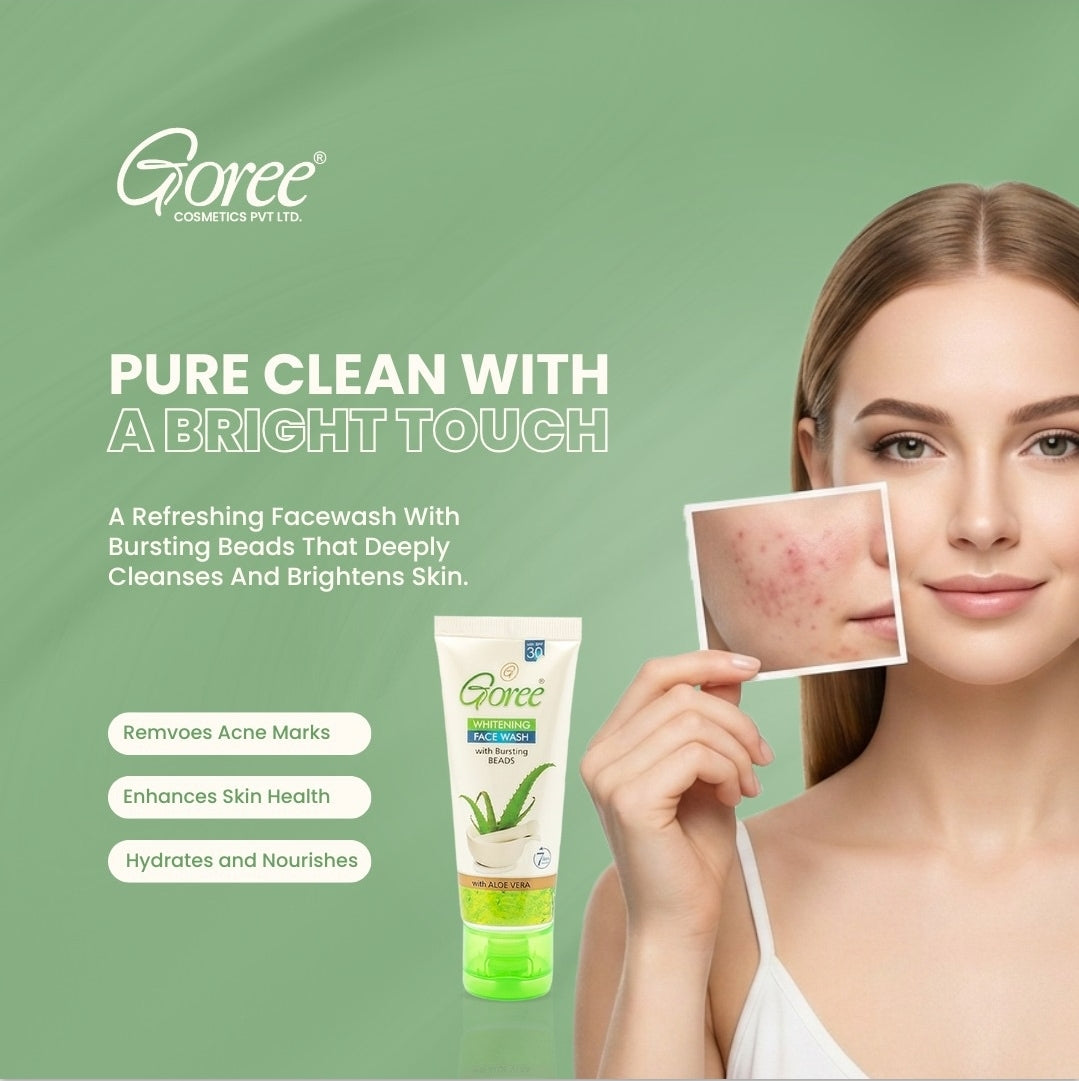 Goree Whitening Face Wash With Bursting Beads & Aloe Vera. 1pc