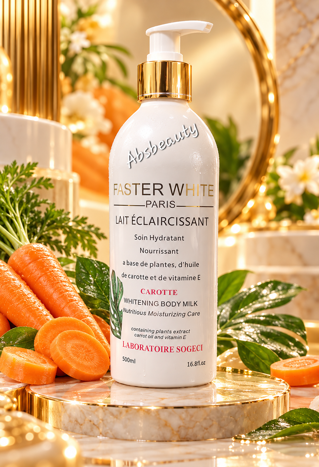 FASTER WHITE Paris CAROTTE Skin Lightening Body Lotion 500ml 💯Original&Authentic✅️, 1bottle