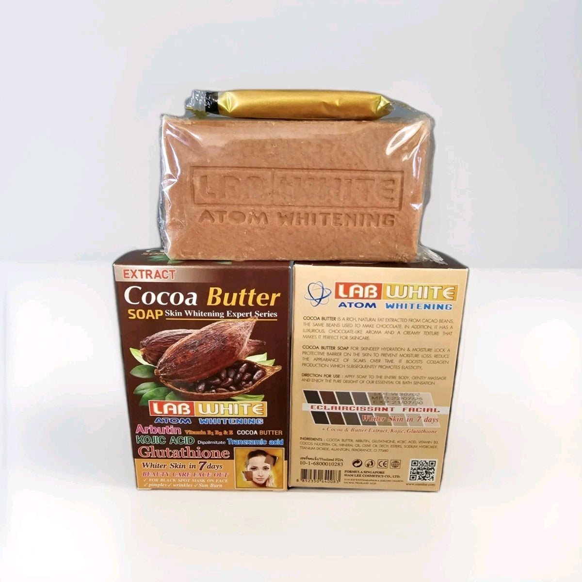 1× Lab White Soap Cocoa Butter Extract Atom Lightening & Brightening Skin