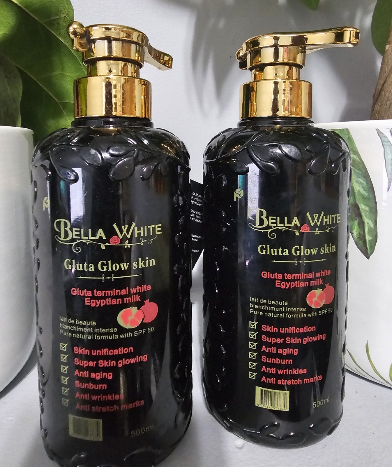 1×Bella White Gluta White Egyptian Milk With Pure Nature Formula SPF 50 500 ml