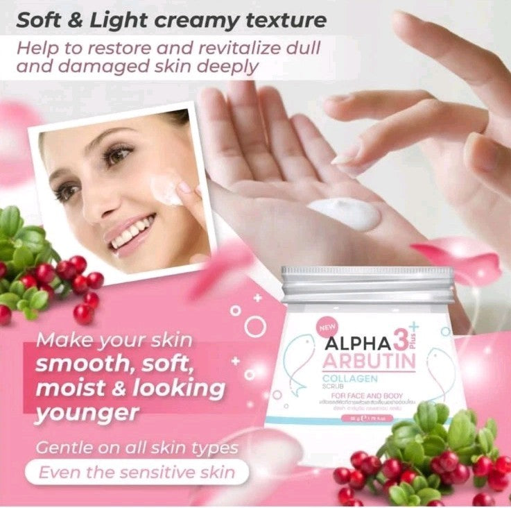 ORIGINAL Alpha Arbutin 3 Plus Collagen Face & Body Scrub 75g Acne Dark Skin