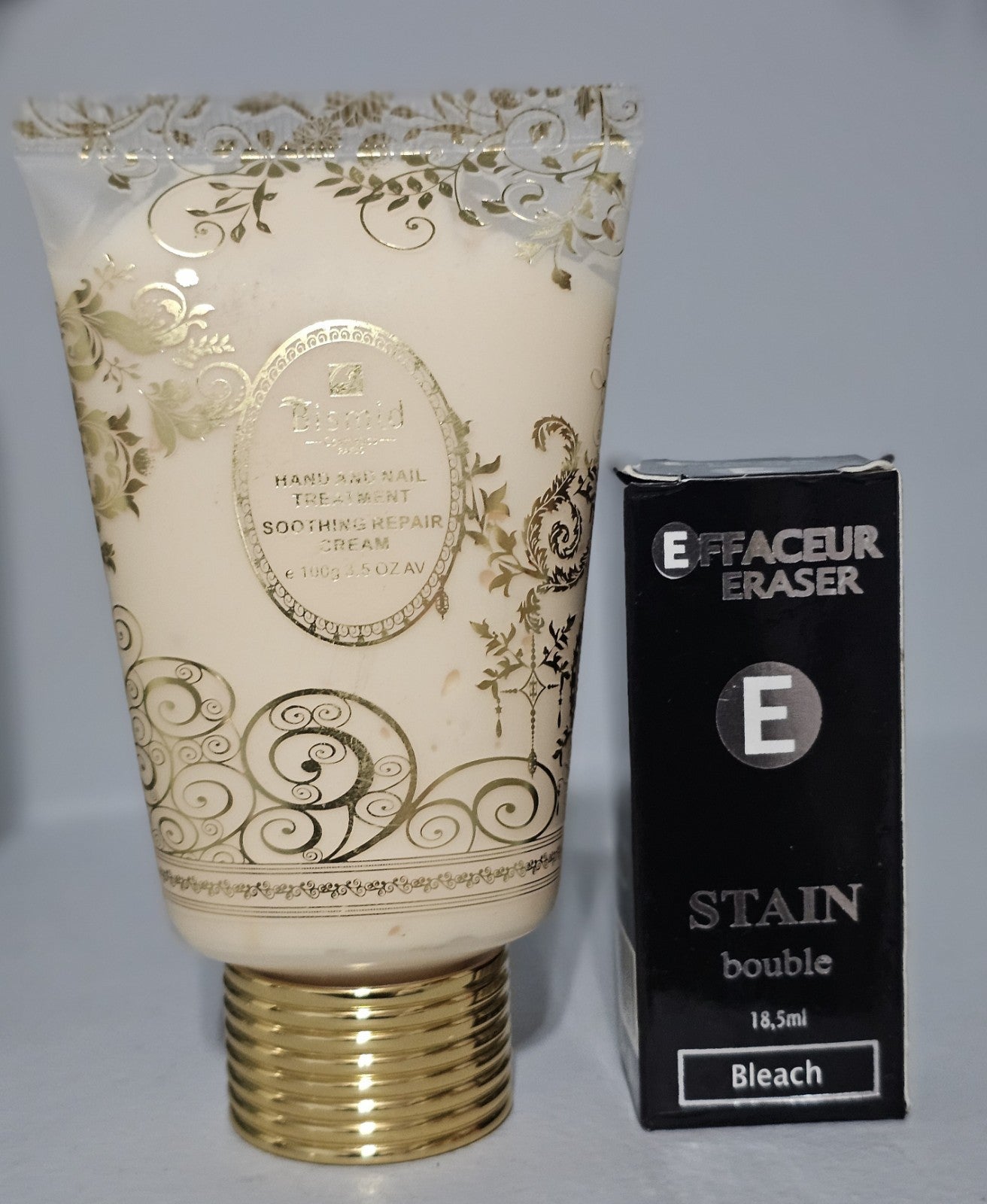 Bismid Hand & Nail Treatment Repair Cream + Effaceur Eraser Qintos Dark Knuckles