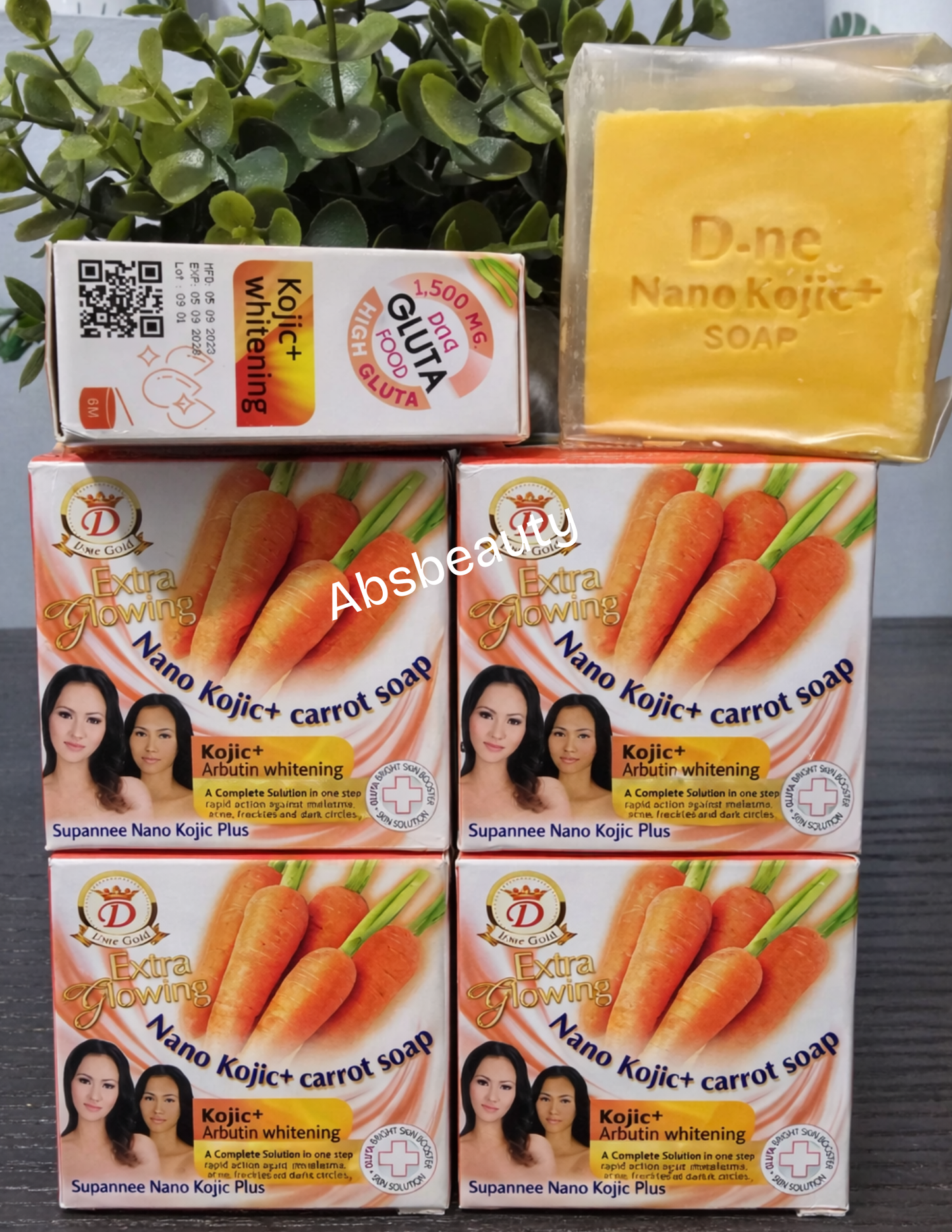 2×Extra Glowing Nano Kojie Plus Carrot Soap 75g 💯✅️👍