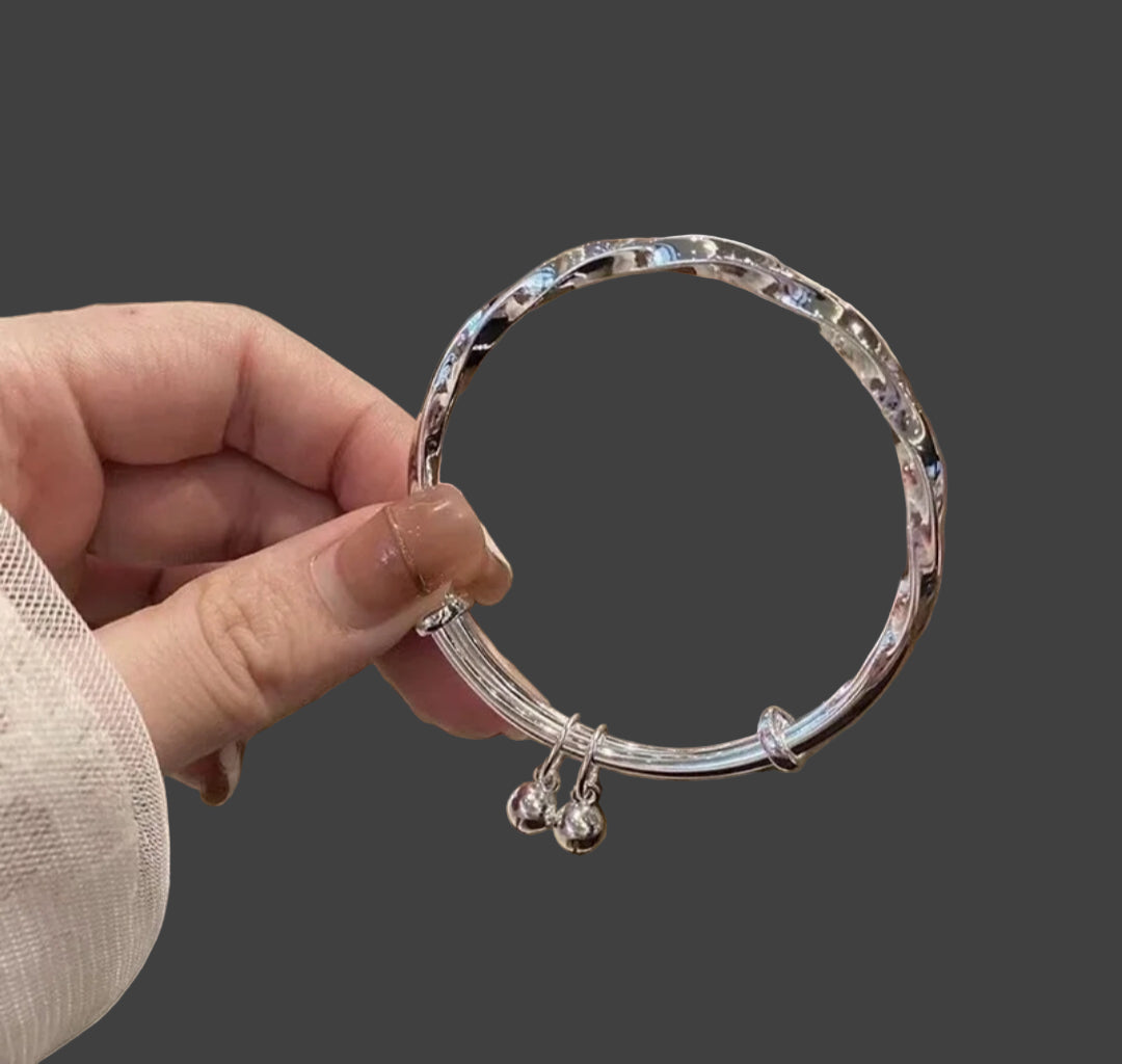 Contorted Mobius Ring Bracelet Silver Plated