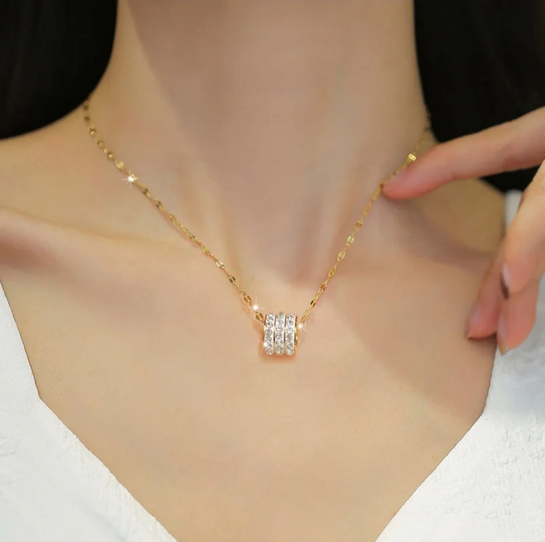New Designer Jewelry Waterproof Tarnish Roman Numerals Diamond Pendant Women Necklace,18K GOLD Plated,18Inches