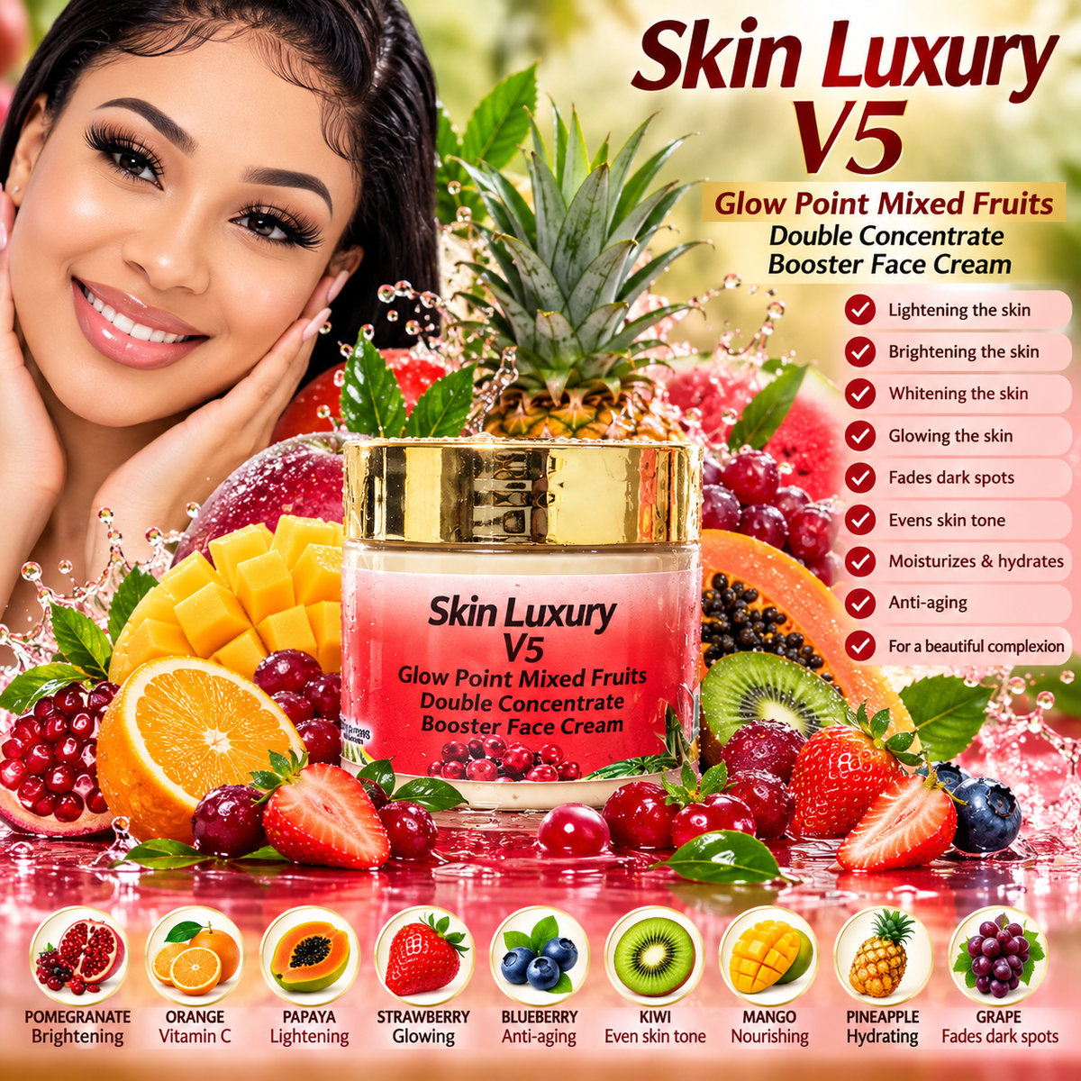 Pari's Glow Cosmetics Skin Luxury V5 Glow Point Mixed Fruits Double Concentrate Booster Face cream 50ml