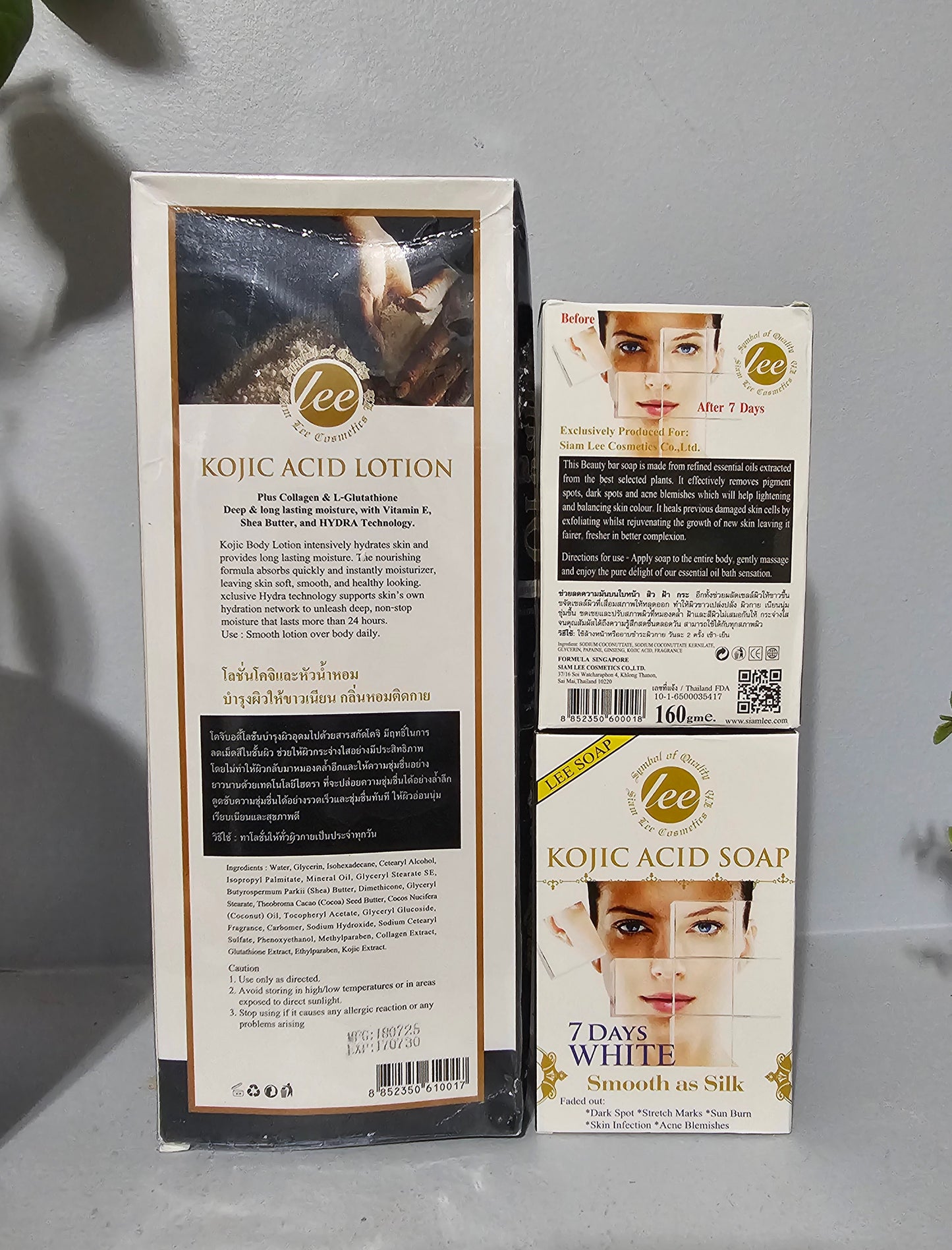 LEE Kojic Acid Body Lotion(1pc) & Soap(2pcs) 7days White Smooth As Silk