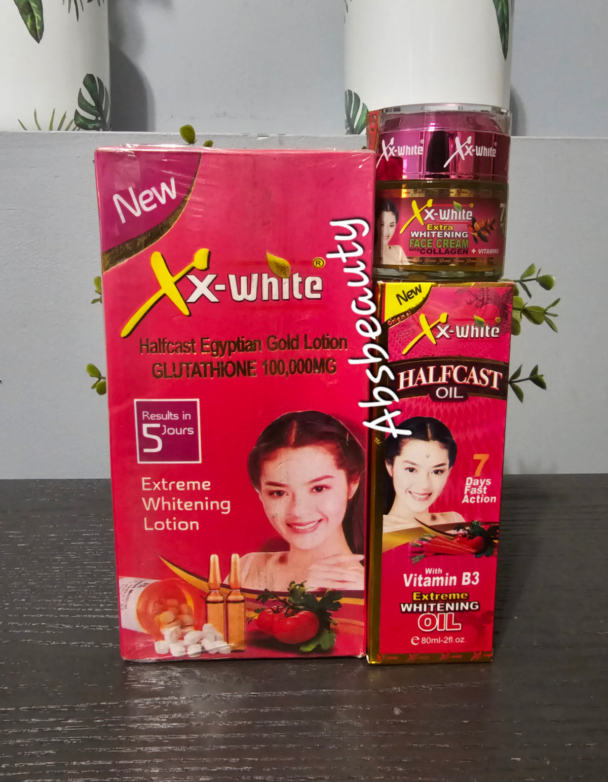 3pcs XxWhite Half-C Egyptian Gold Extreme Whitening Lotion,Face Cream & Oil 5Days action (Not for sensitive skin)