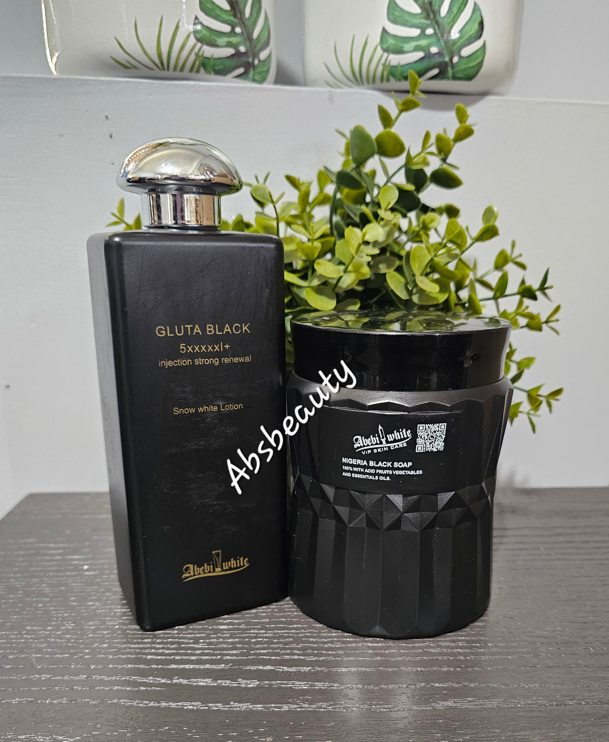 2pcs Abebi White Gluta Black 5xxxxl Snow White Lotion & Nigeria Black Soap