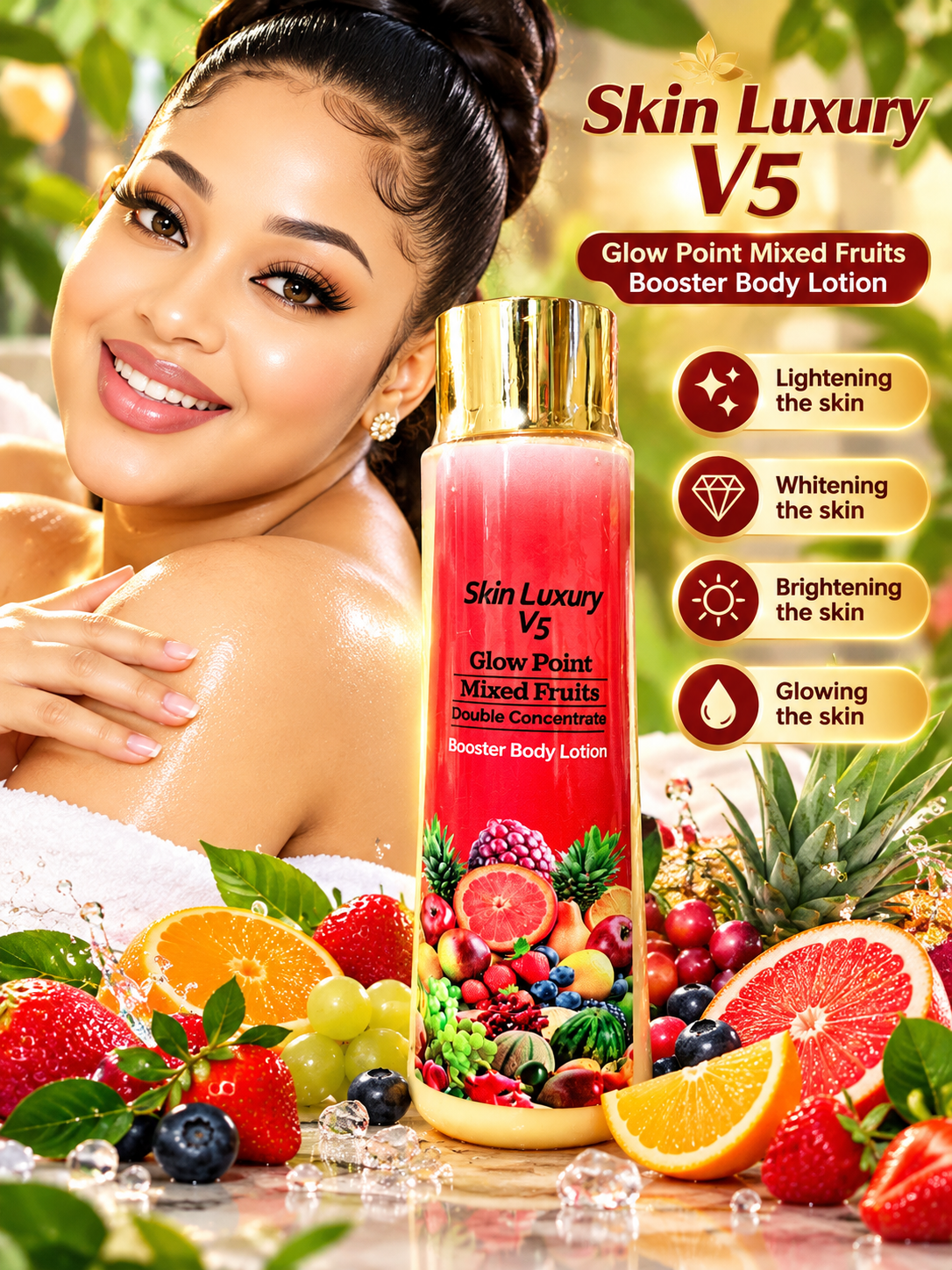 Pari's Glow Cosmetics Skin Luxury V5 Glow Point Mixed Fruits Double Concentrate Booster Body Lotion 320ml
