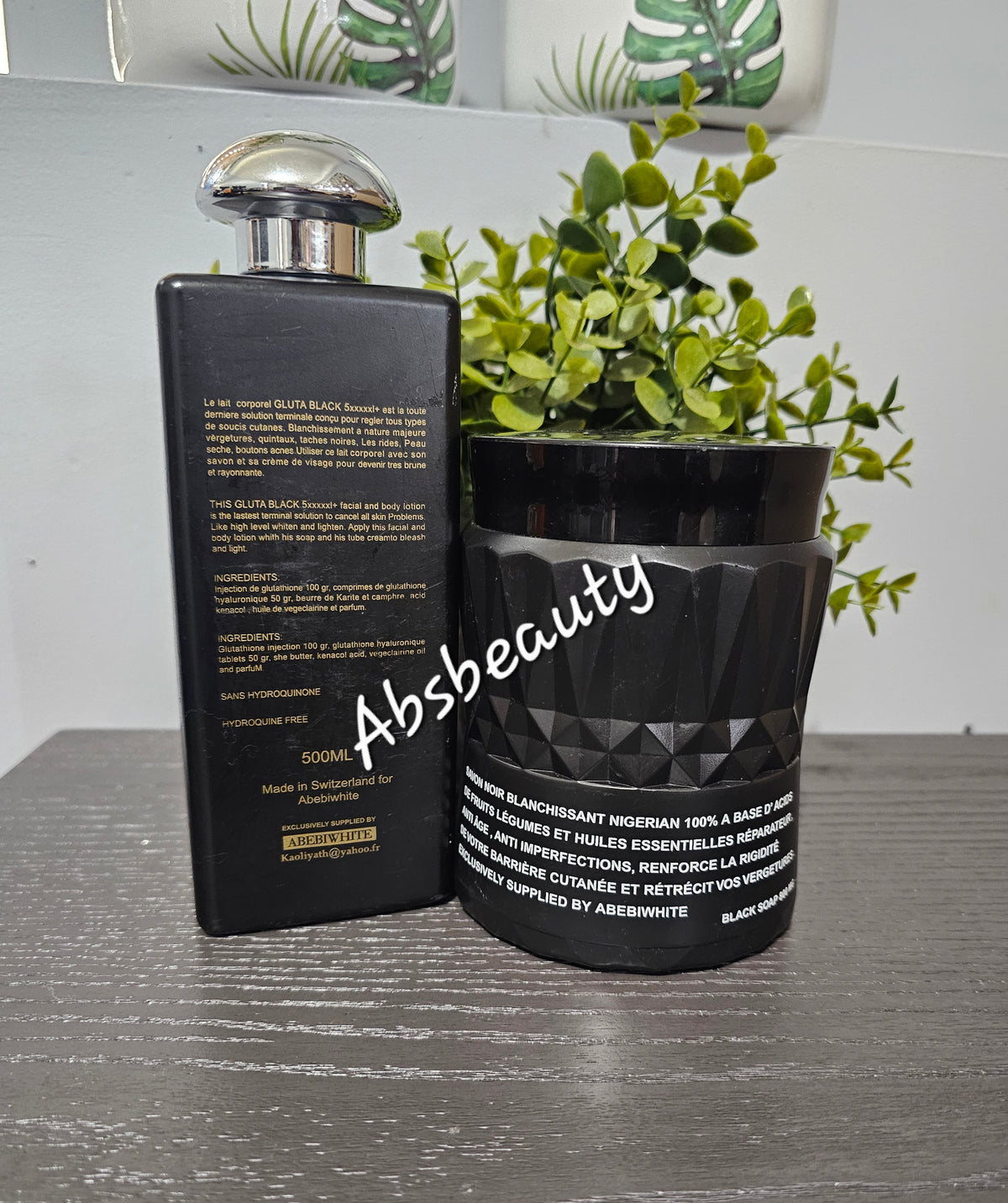 2pcs Abebi White Gluta Black 5xxxxl Snow White Lotion & Nigeria Black Soap