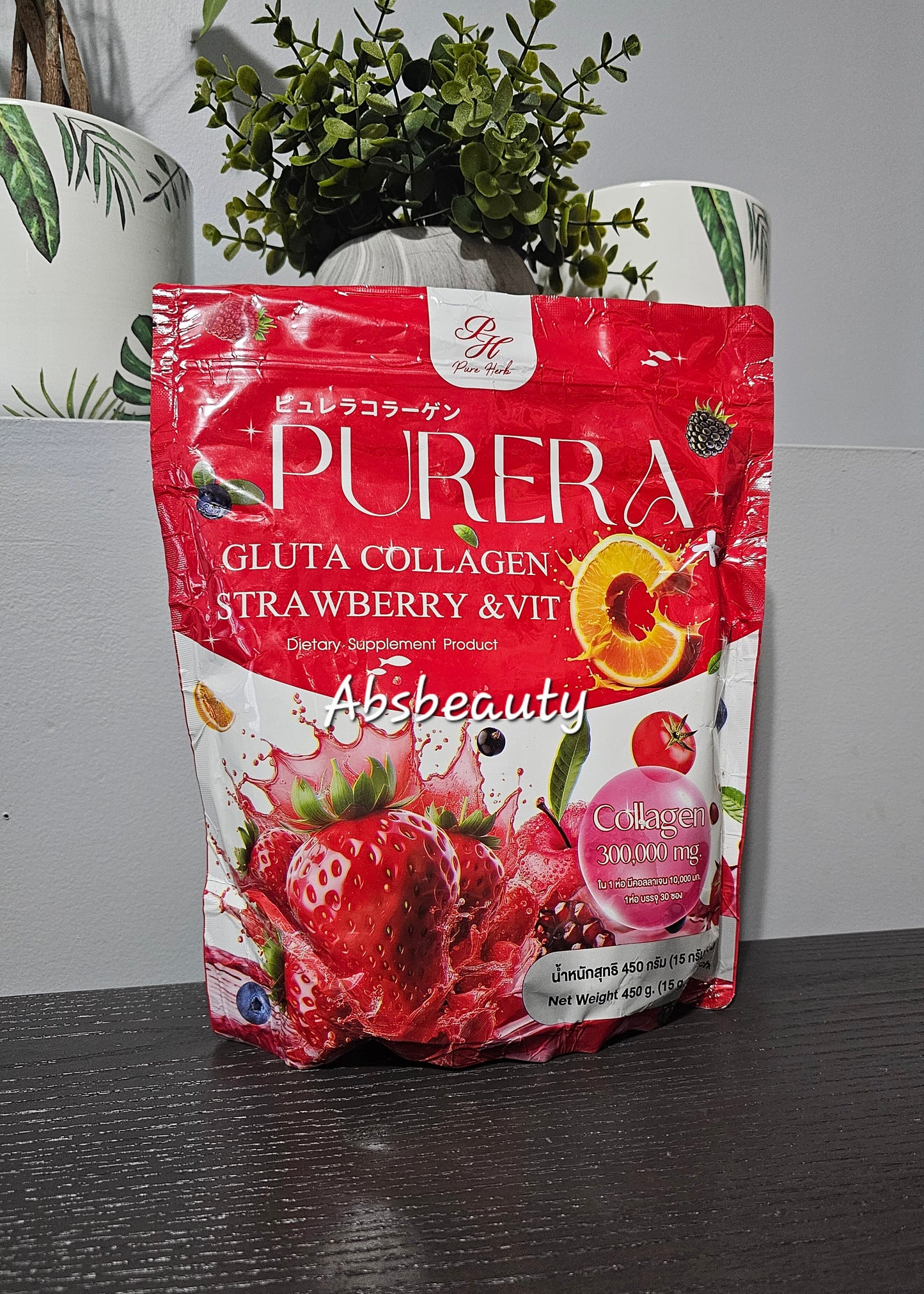 Purera Gluta Collagen Strawberry Vit C Supplement Nourish Restore Skin 30 Sachets in 1 bag💯👌