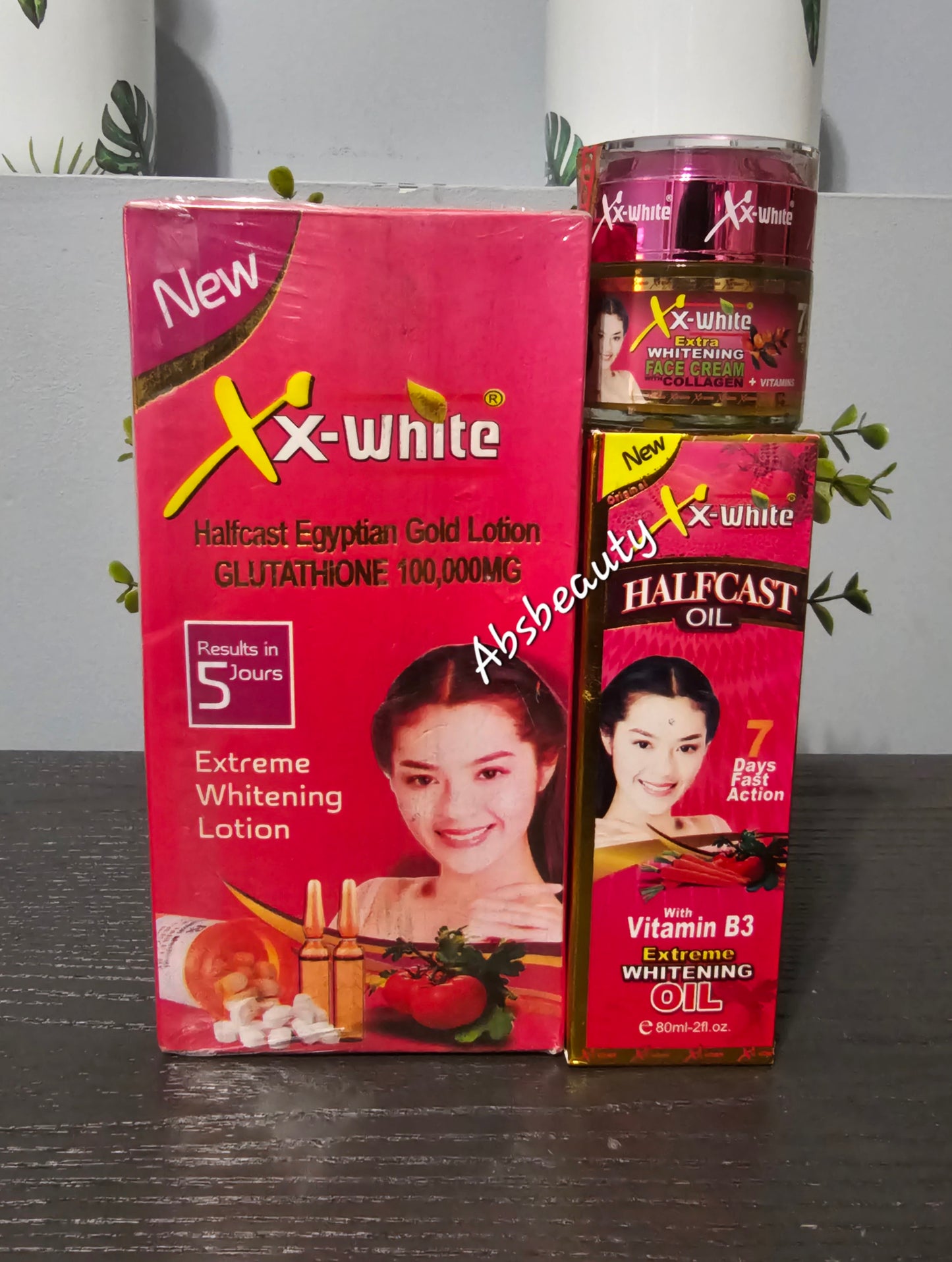 3pcs XxWhite Half-C Egyptian Gold Extreme Whitening Lotion,Face Cream & Oil 5Days action ✅️💯 Not for sensitive skin