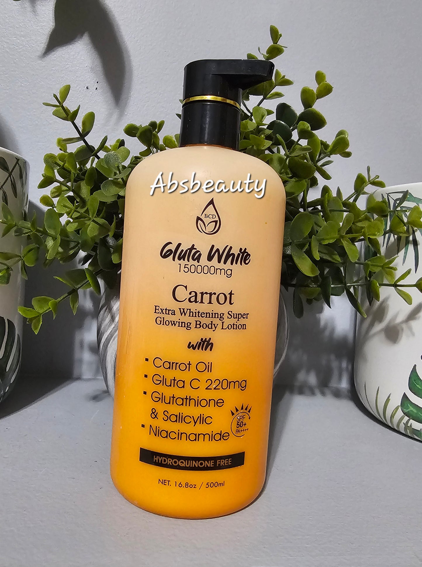 Gluta White 150000mg Carrot Extra Whitening Super Glowing Body Lotion 500ml||Half-C Strong Whitening Body Milk 500ml