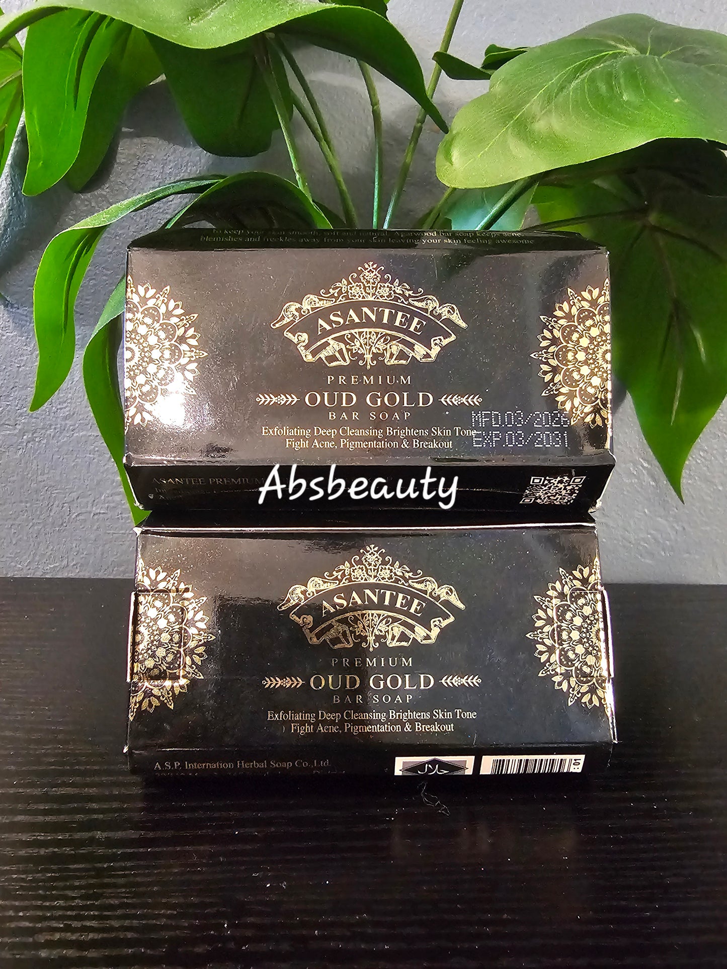 Asantee Premium OUD GOLD 200g Bar Soap Exfoliating Deep Cleansing Brightens Skin Tone Fight Acne,Pigmentation & Breakout Original&Authentic 1pc