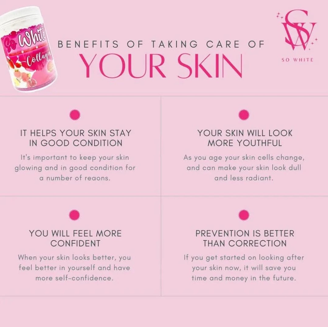 So White Collagen Anti-Aging,Anti-Acné,Anti-Pigmentation Super Whitening Milk Beauty Drinks 500g👌💯