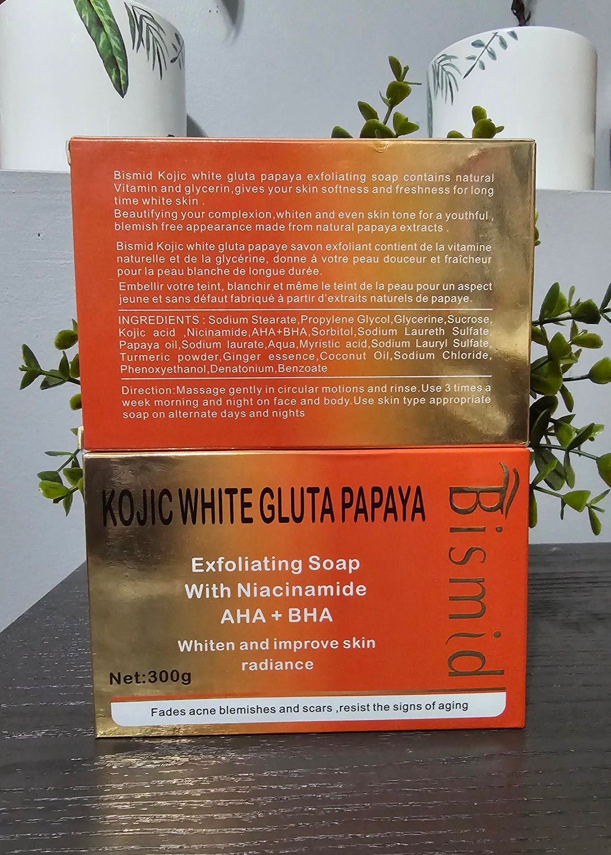 Bismid Kojic White Gluta Papaya Exfoliating Soap With Niacinamide AHA+BHA 1pc