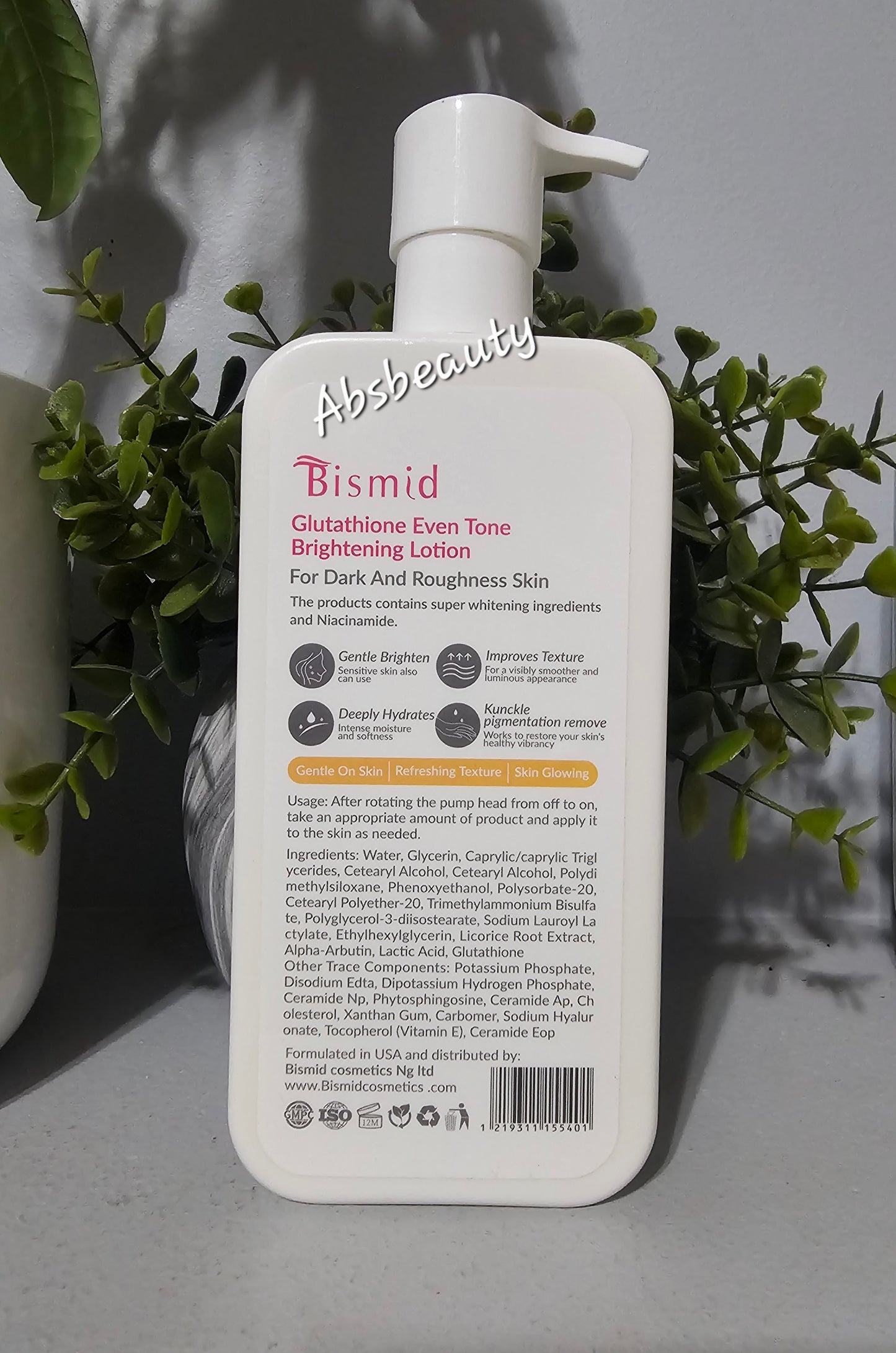 Bismid Glutathione Even tone Brightening Body Lotion For Dark & Roughness Skin 350ml💯👍.1pc