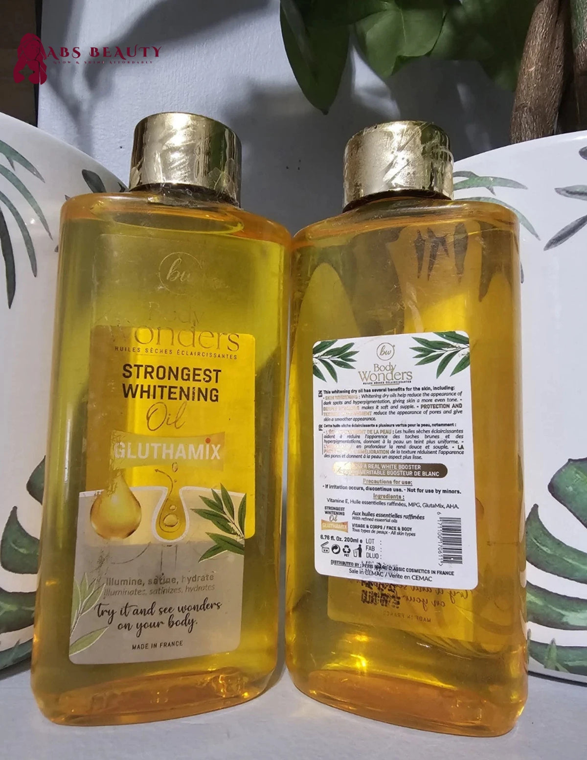 1×Body WONDERS Strongest Whitening Oil & Gluthamix 200ml Made In France