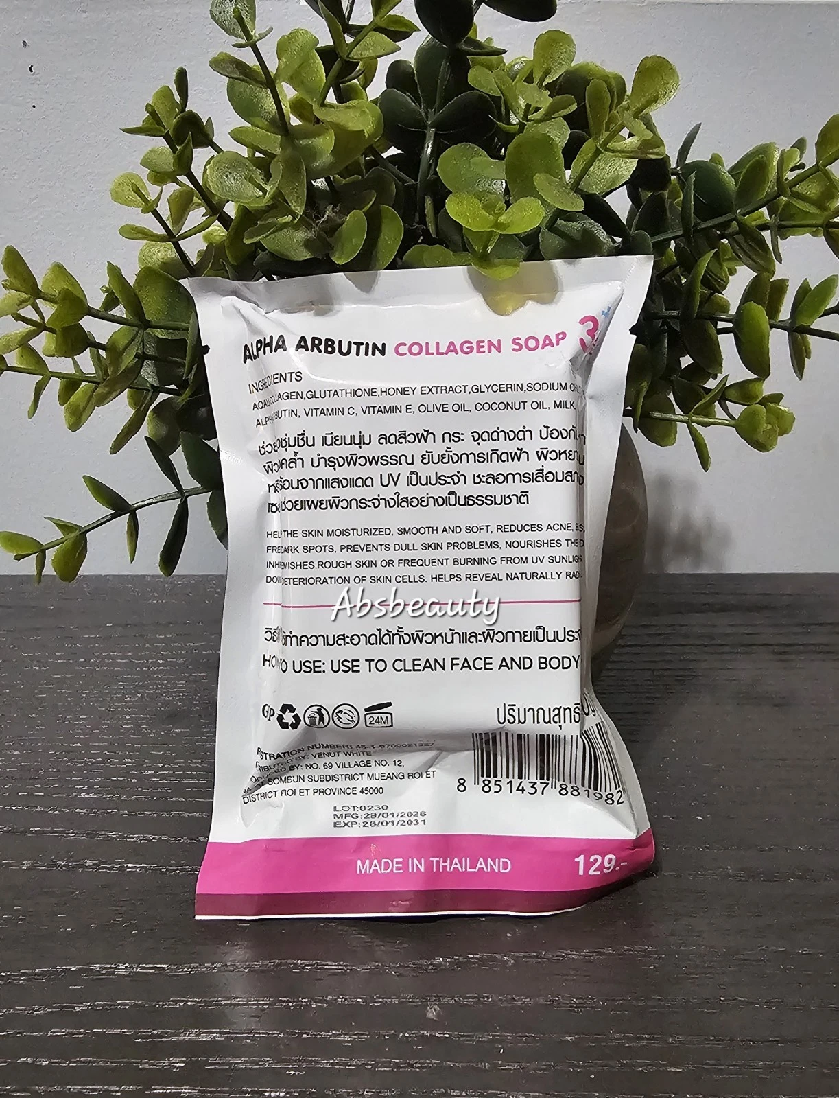 Venut White Alpha Arbutin 3plus Collagen Soap Original&Authentic