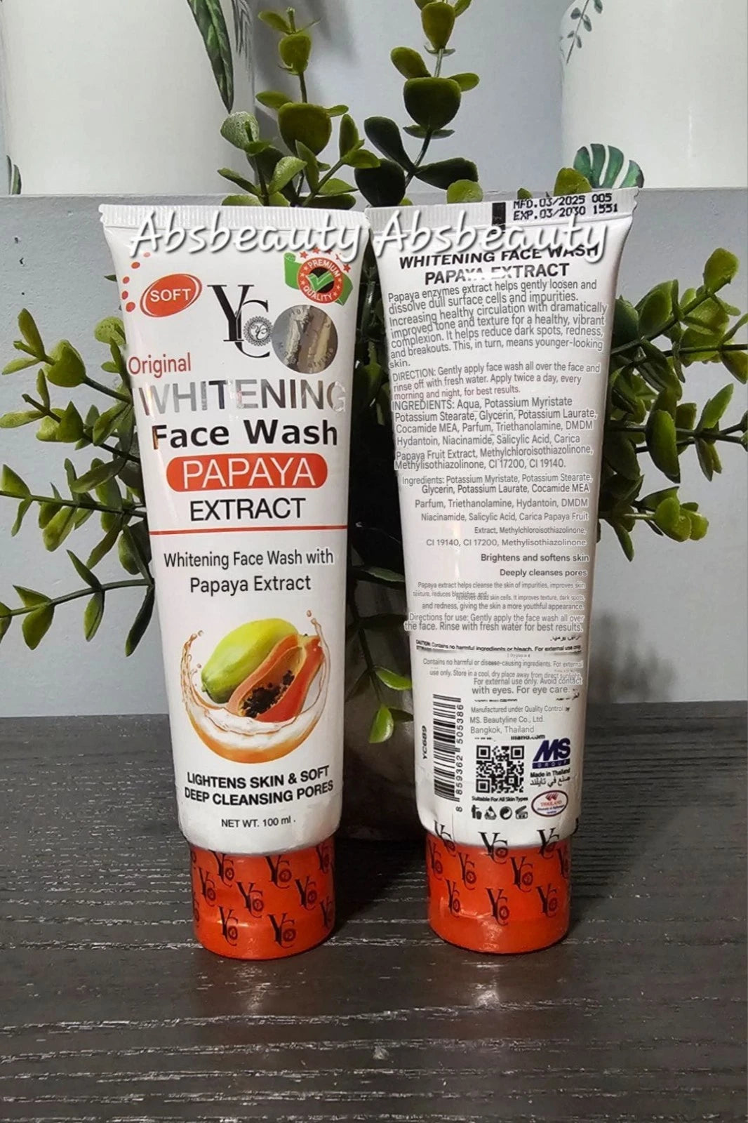 YC Whitening Face Wash With Papaya Extracts,Deep Cleansing 100ml 1pc