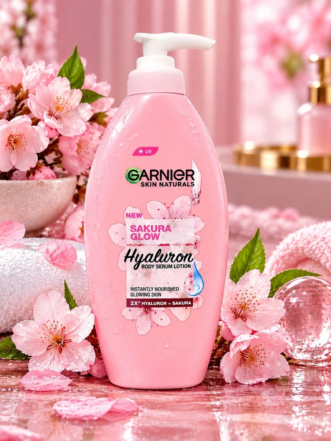 Garnier Sakura Glow Hyaluron with Sakura Essence Body Serum Lotion 400ml 1pc
