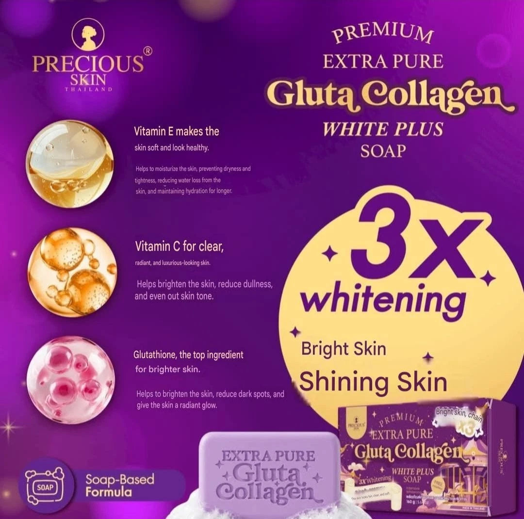 Precious Skin Extra Pure Gluta Collagen White Plus Face&Body Soap 160g 1pc