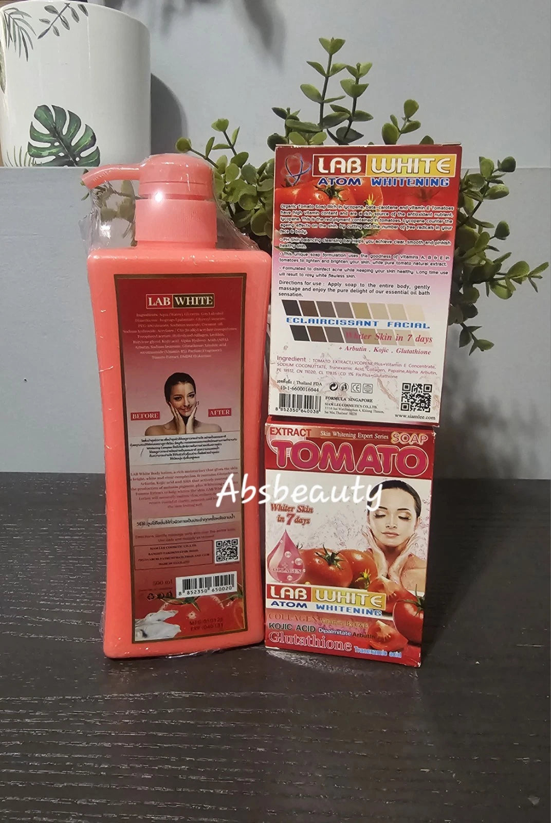 LEE Lab White Tomato Lycopene Lightening 1×Body Lotion & 2×Soap, 3PCS Set