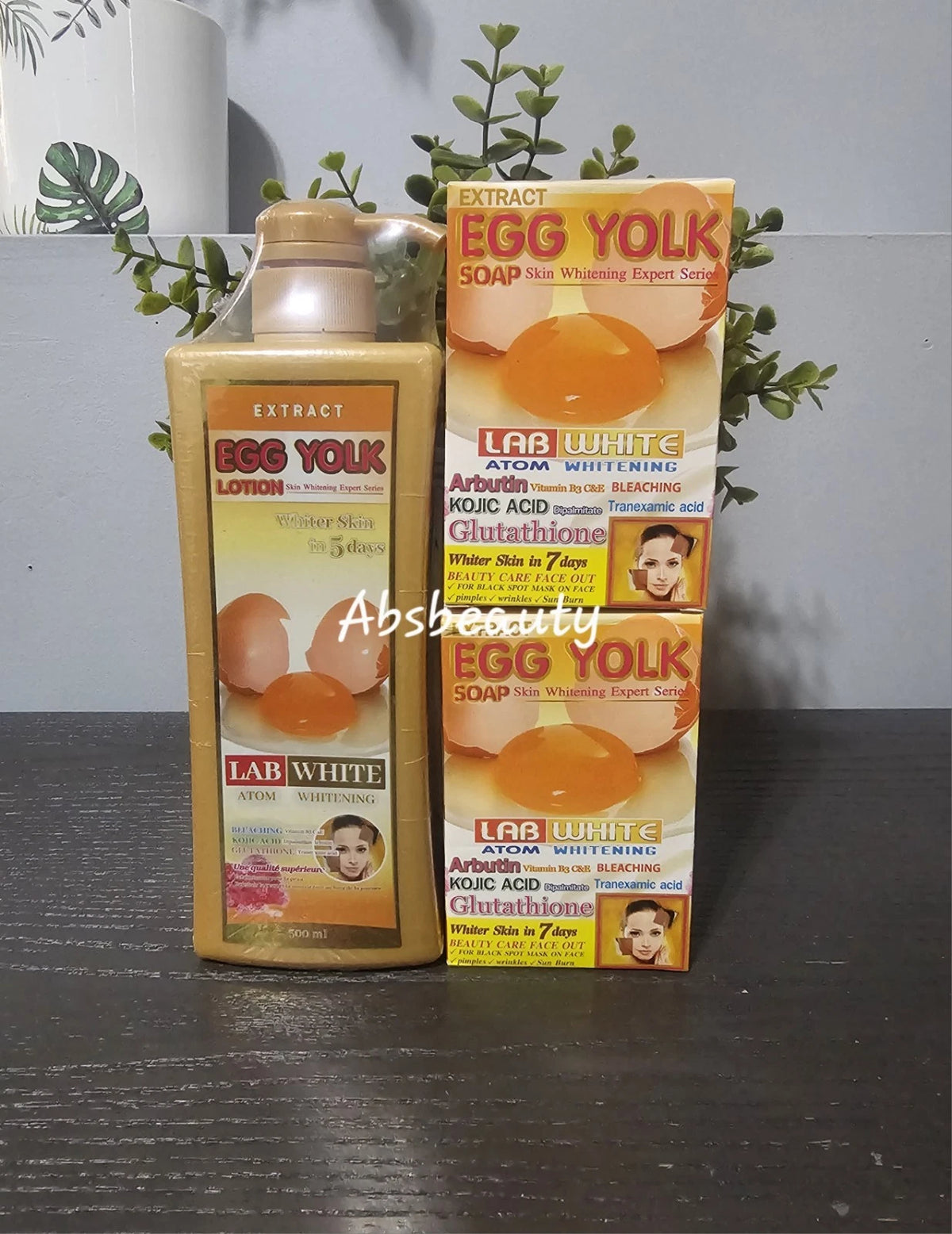 LEE Lab White Egg Yolk Skin Lightening 1×Body Lotion & 2×Soap, 3PCS Set