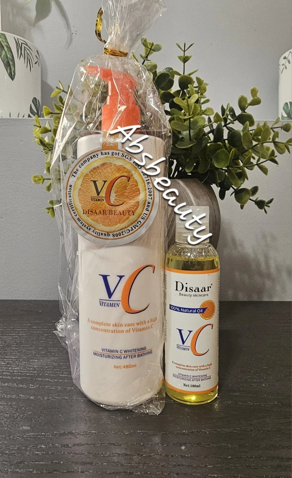 DISAAR Vitamin C Lotion 480ml & Natural Body Oil 100ml Lightening Moisturizing