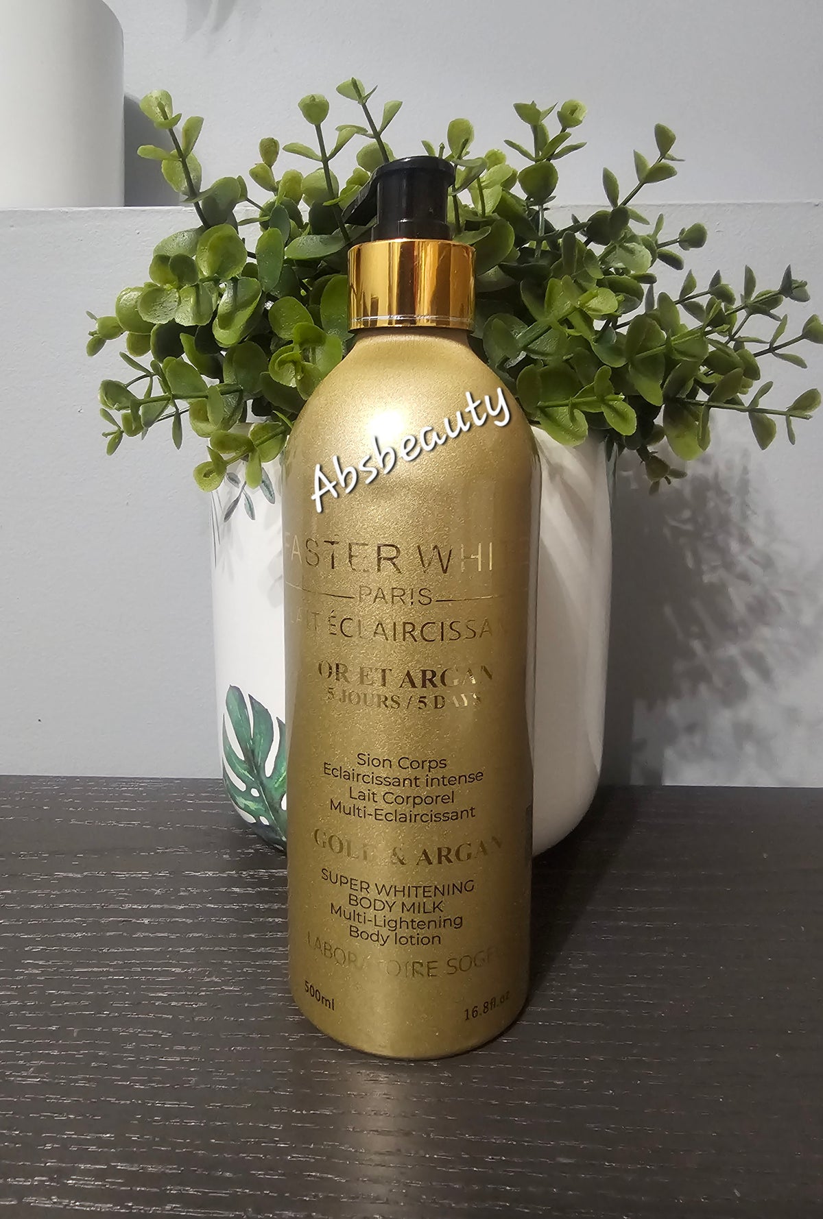 FASTER WHITE PARIS Gold & Argan Super Lightening Body Lotion,Anti Stretch Marks 500ml 💯Original&Authentic✅️, 1bottle