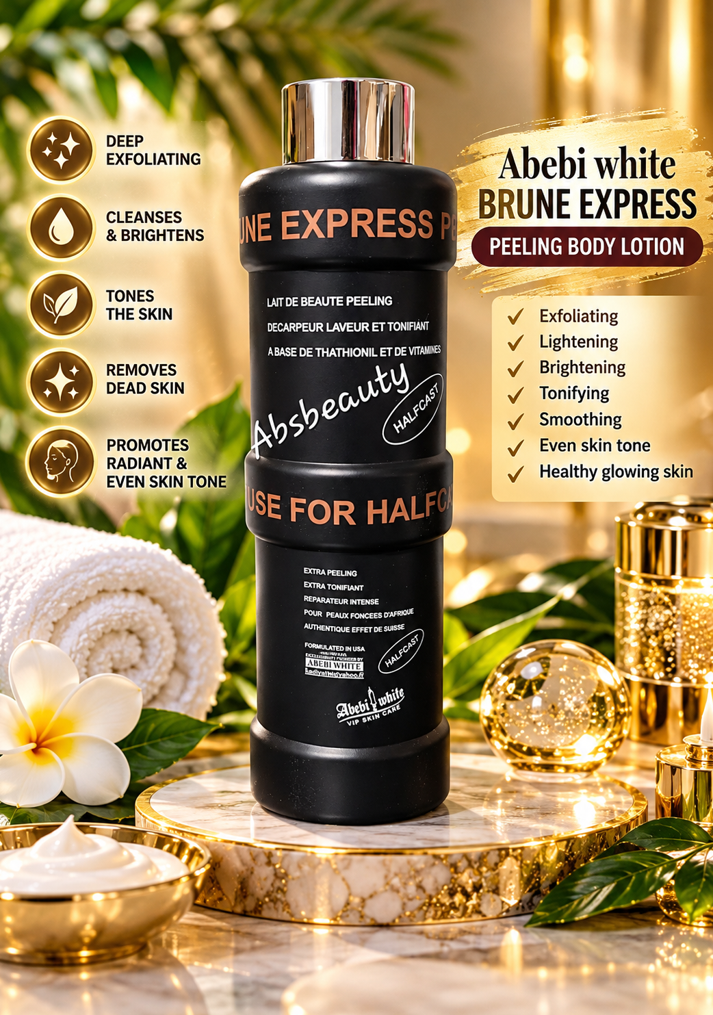 Abebi White Vip Skin Care Brune Express Peeling Half-C Body Lotion