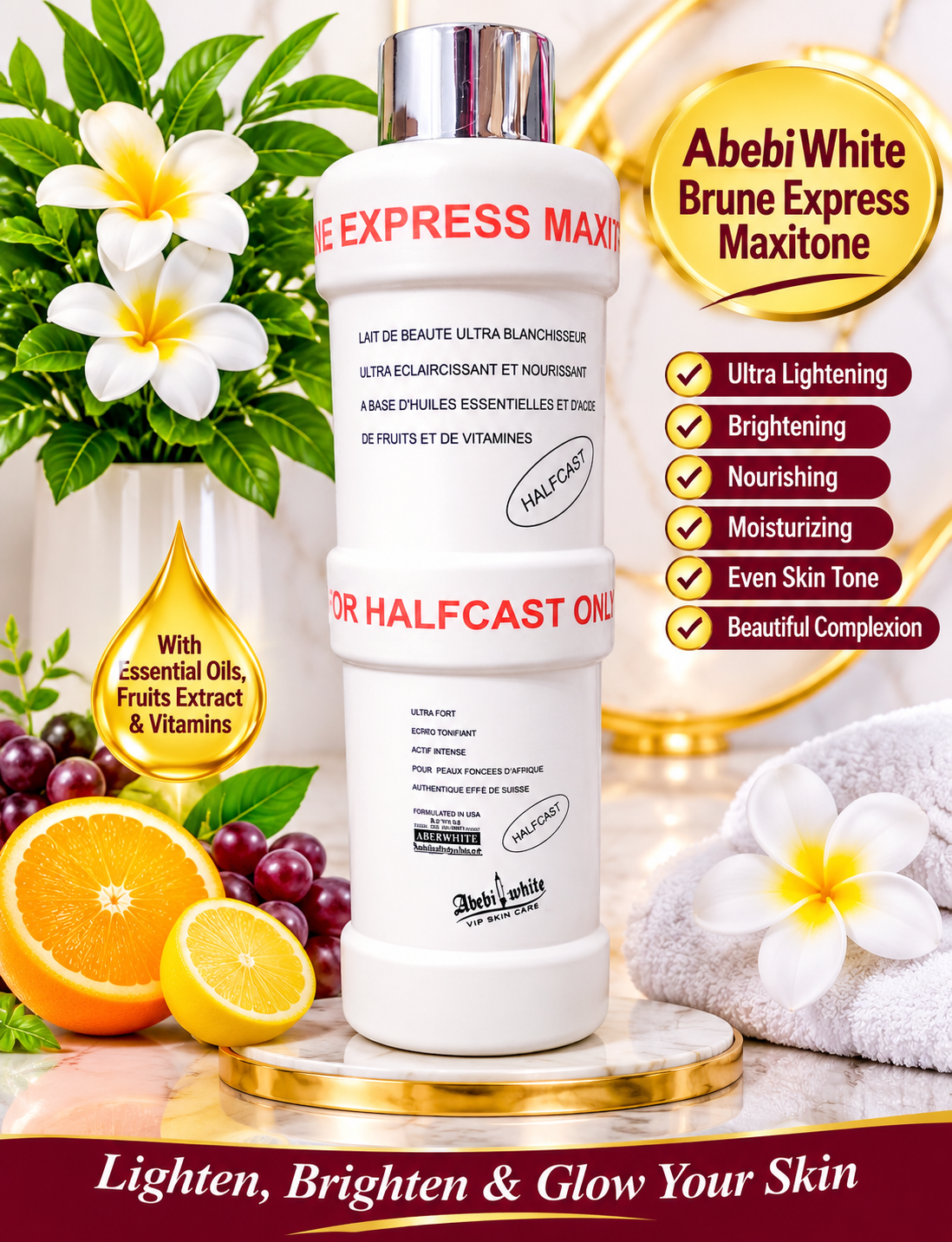 Abebi White Vip Skin Care Brune Express Maxitone Half-C Body Lotion