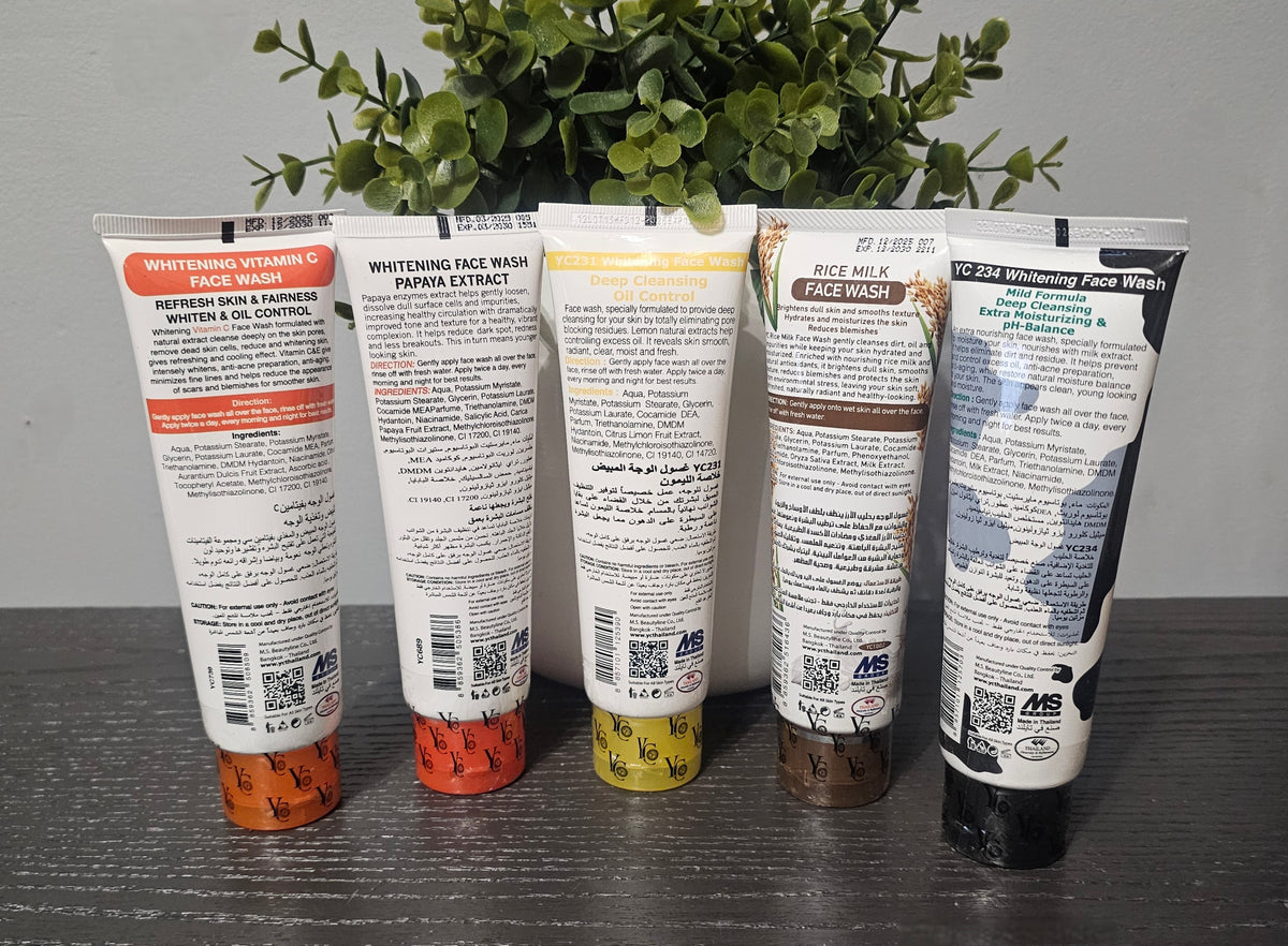 YC Whitening Face Wash Vitamin C, Papaya, Lemon,  Rice Milk, Milk Extract. For All Skin Types ✨️