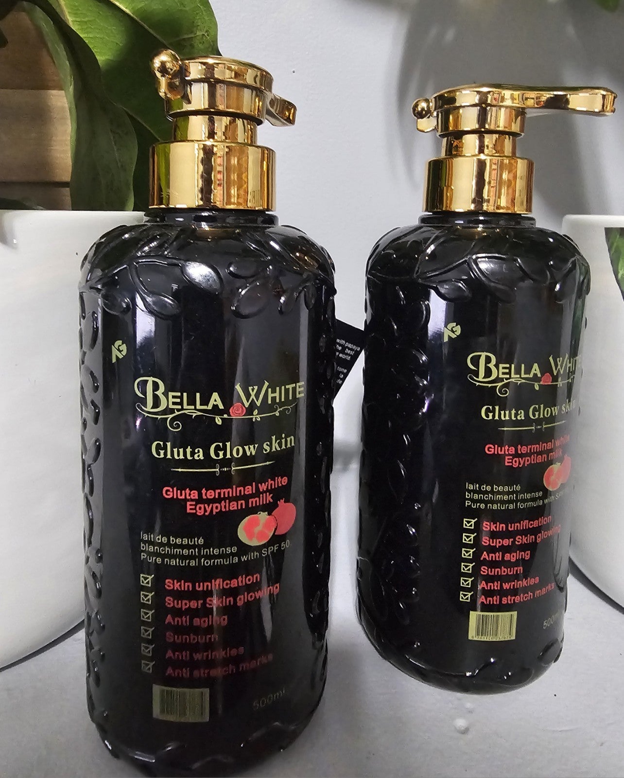 1×Bella White Gluta White Egyptian Milk With Pure Nature Formula SPF 50 500 ml