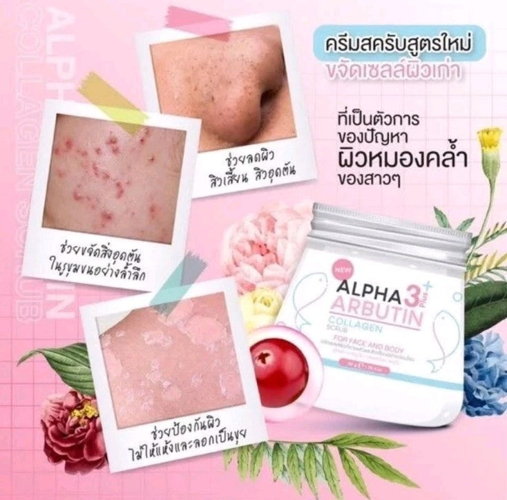 ORIGINAL Alpha Arbutin 3 Plus Collagen Face & Body Scrub 75g Acne Dark Skin