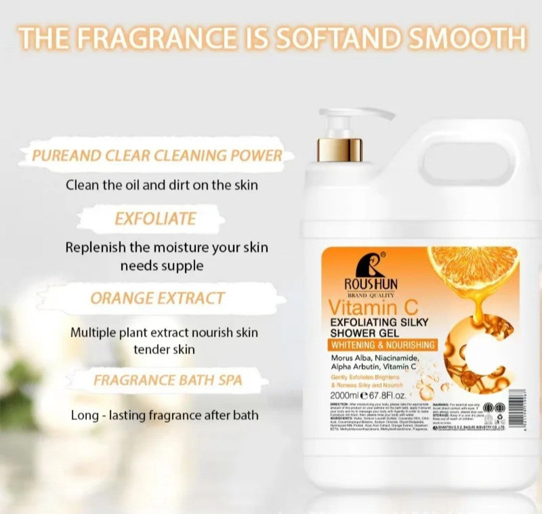 Vitamin C Exfoliating Body Wash Skin Brightening Shower Gel,2000ML