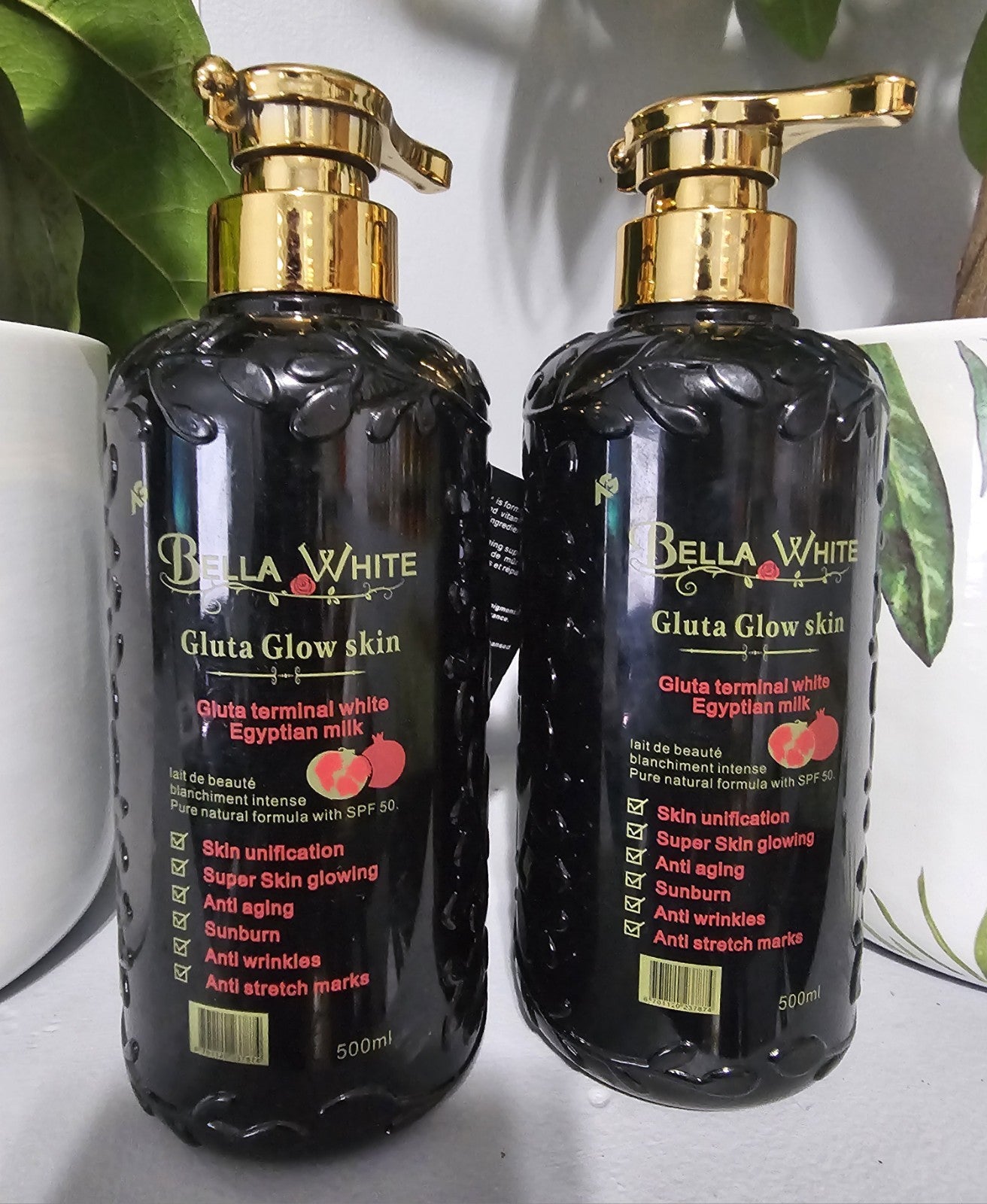 1×Bella White Gluta White Egyptian Milk With Pure Nature Formula SPF 50 500 ml