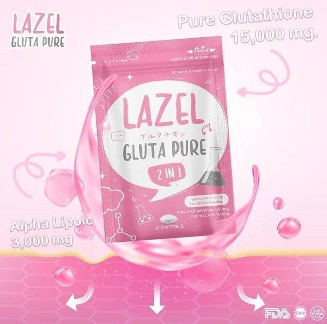 Lazel Gluta Pure  2 in 1 Brightens Skin 30 Soft Gels