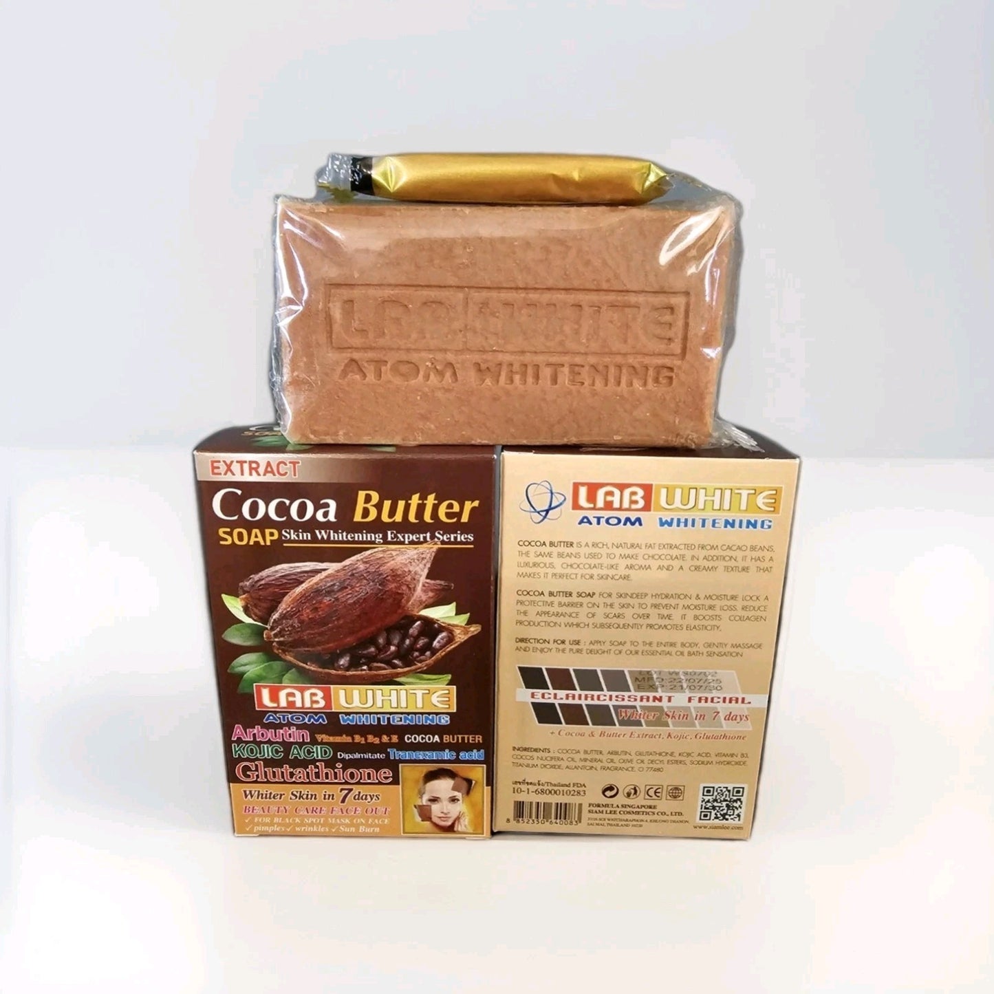 1× Lab White Soap Cocoa Butter Extract Atom Lightening & Brightening Skin