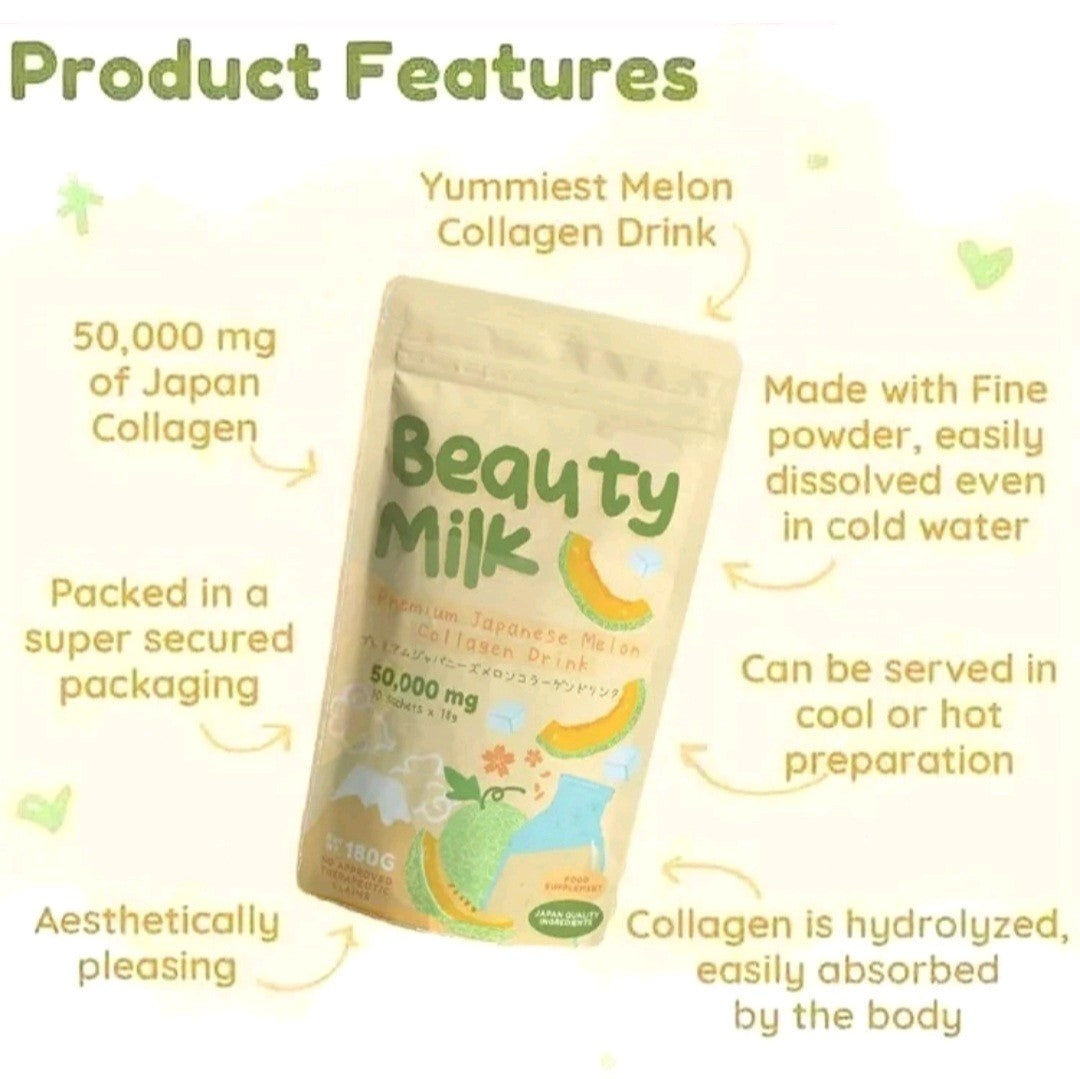 Dear Face Beauty Milk Premium Japanese Melon Collagen Drink 10sachets