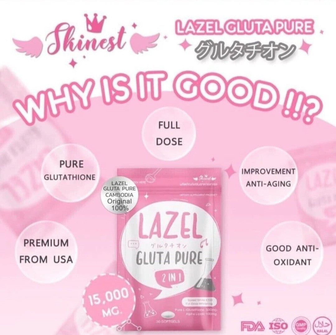 Lazel Gluta Pure  2 in 1 Brightens Skin 30 Soft Gels