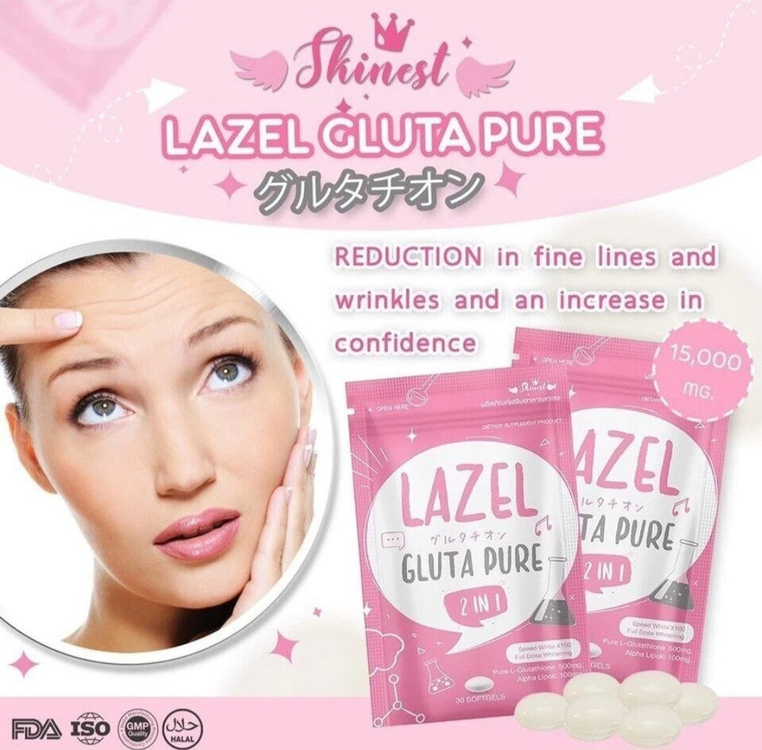 Lazel Gluta Pure  2 in 1 Brightens Skin 30 Soft Gels
