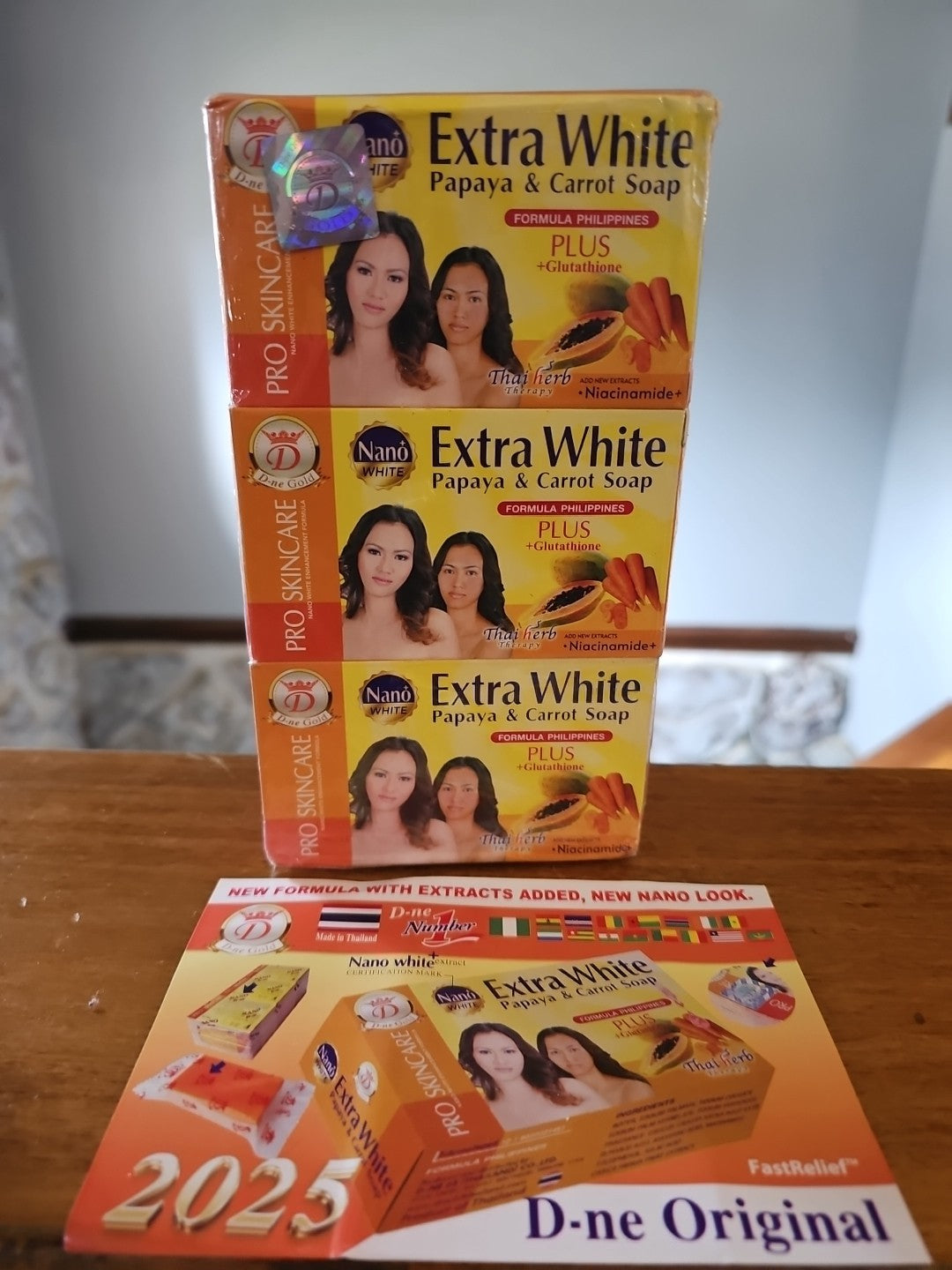 Pack Of 6 New Formula & Authentic Nano Extra White Natural Papaya & Carrot Soap