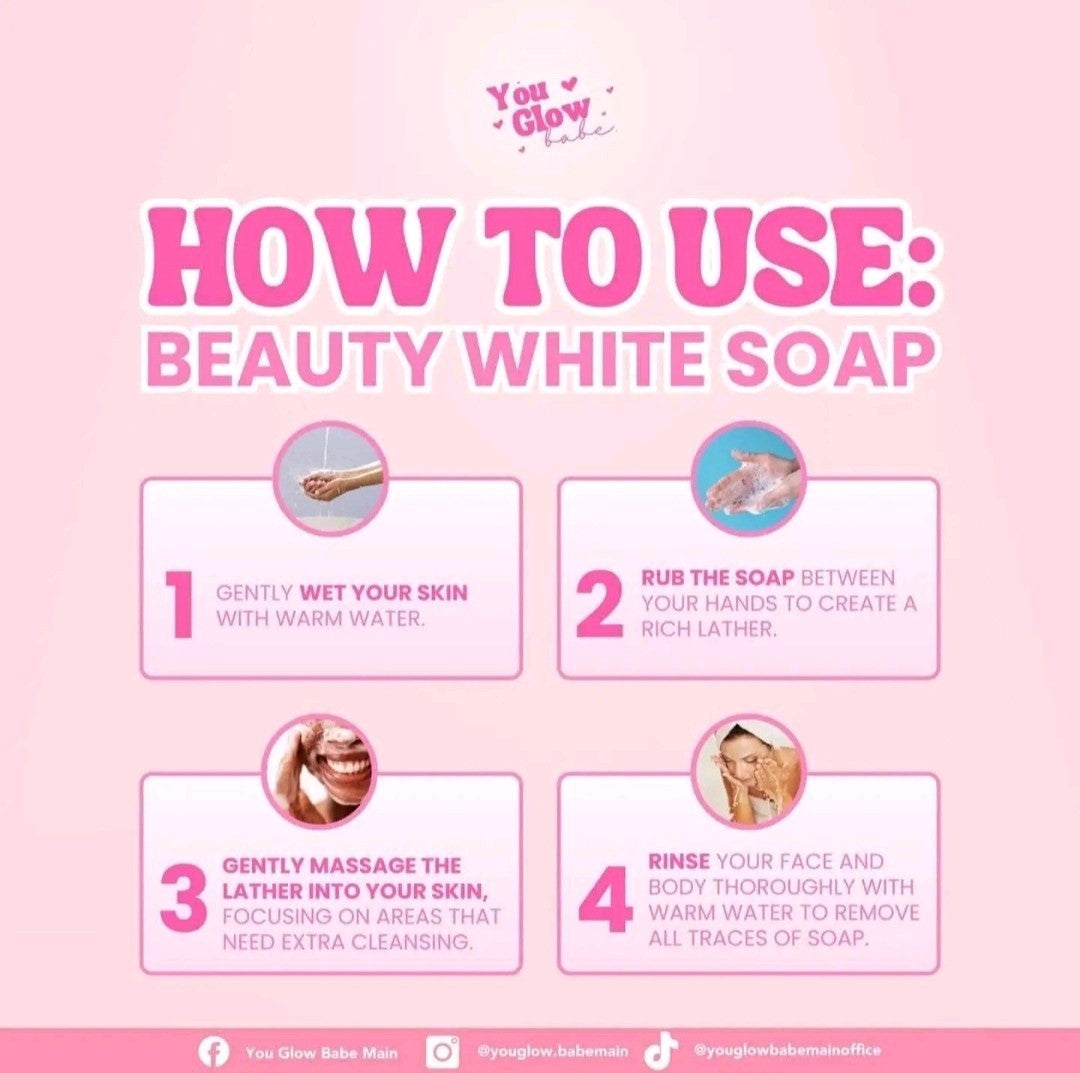 1 Pouch Beauty White Soap by You Glow Babe, 5 Bars x 70g