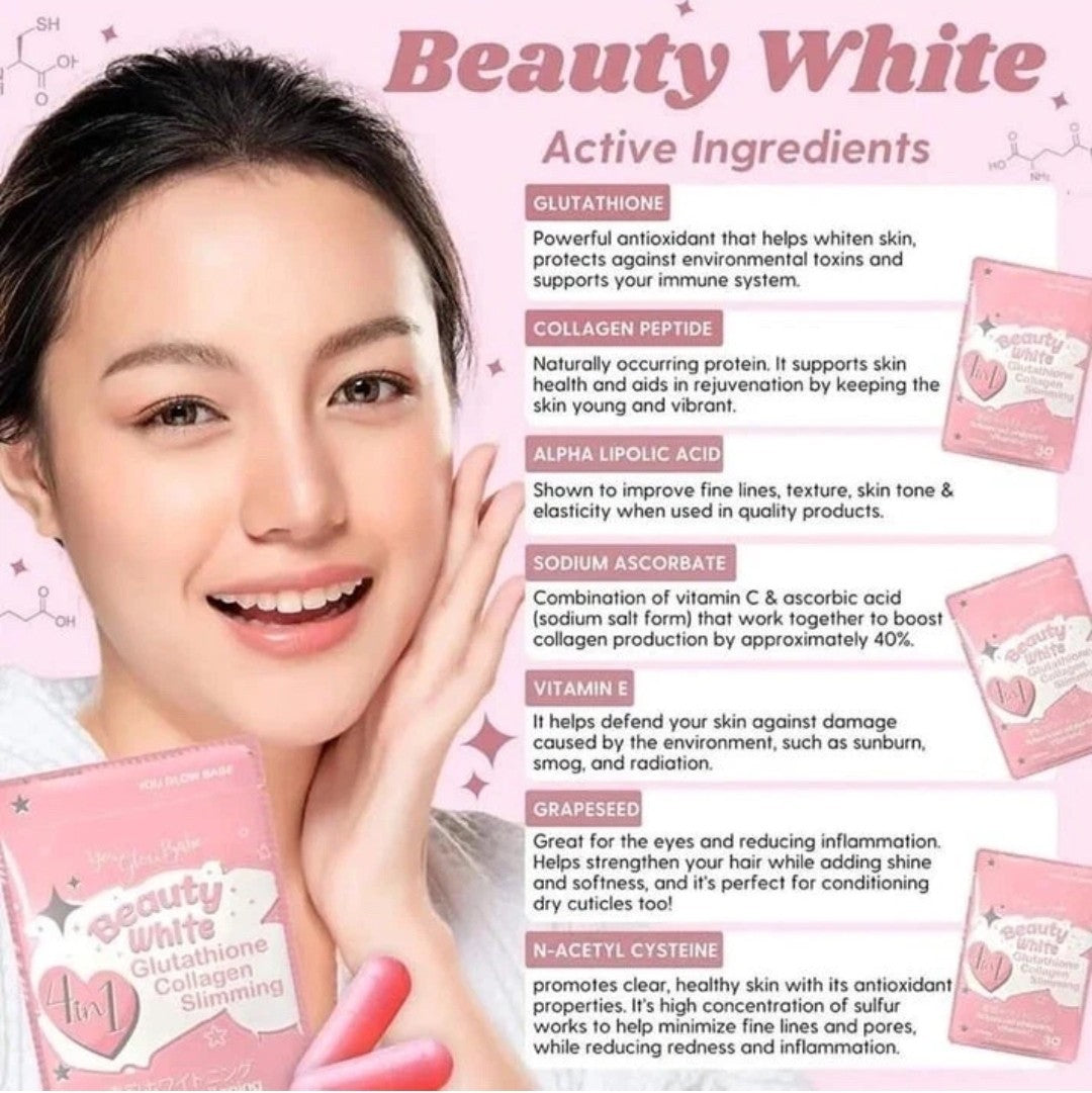 You Glow Babe BEAUTY WHITE Glutathione Capsules, Japan Formula 30 count