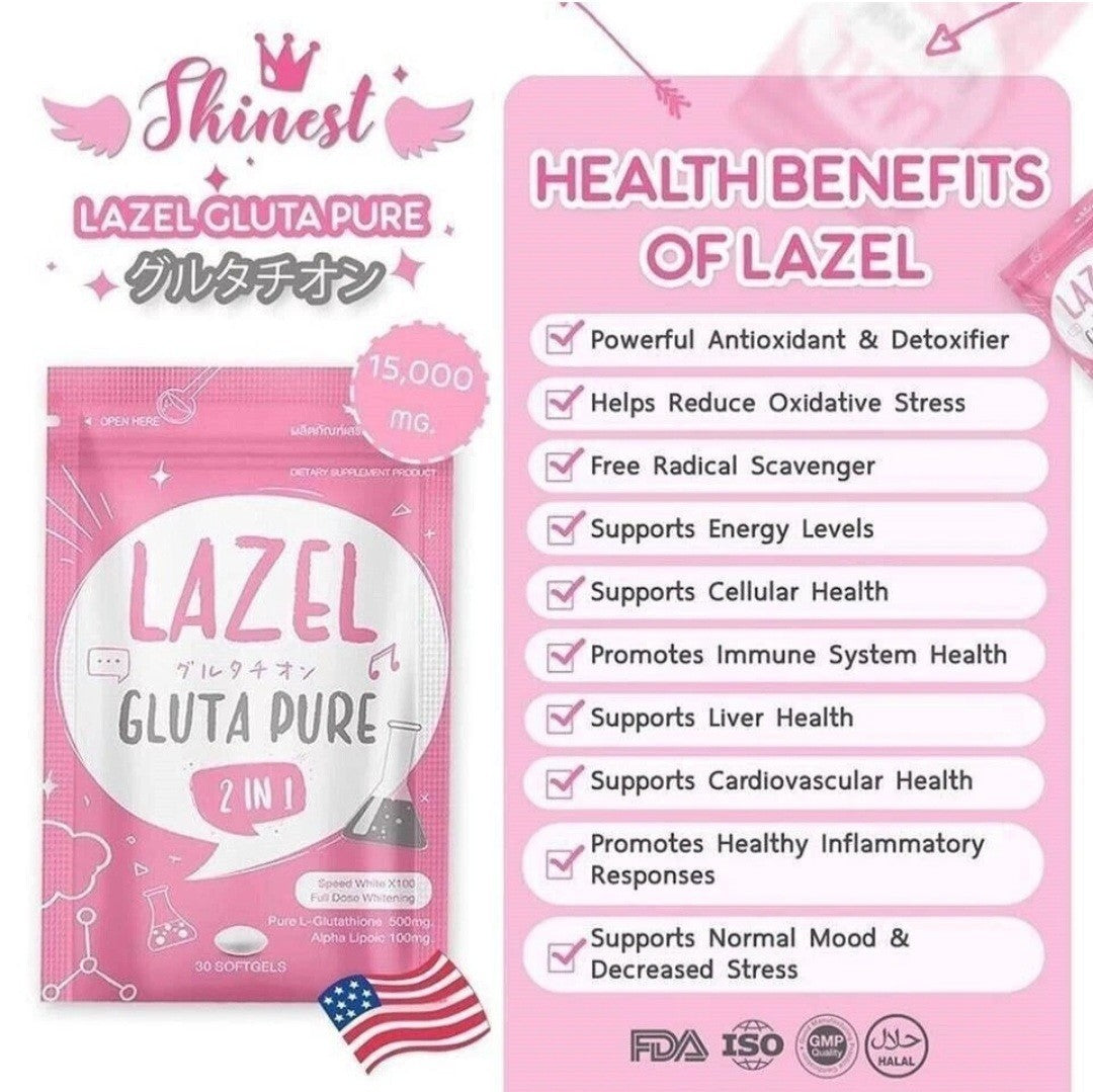 Lazel Gluta Pure  2 in 1 Brightens Skin 30 Soft Gels