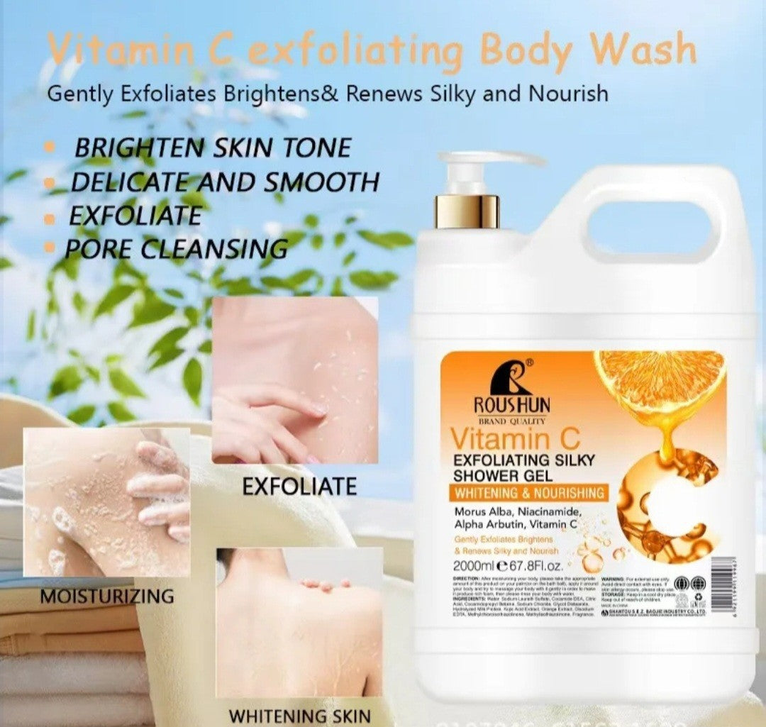 Vitamin C Exfoliating Body Wash Skin Brightening Shower Gel,2000ML
